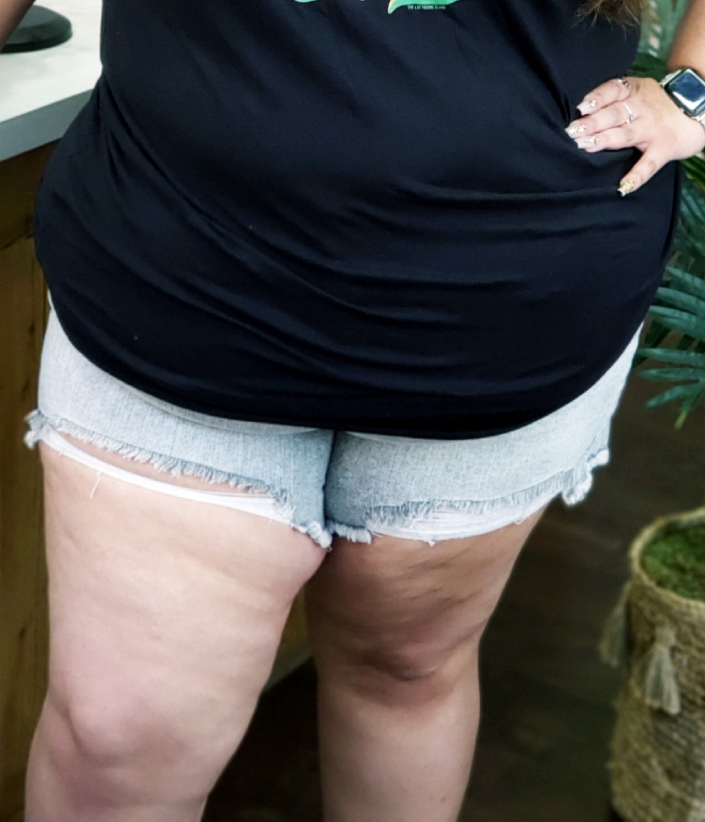 JB GREY HEM SHORTS PLUS