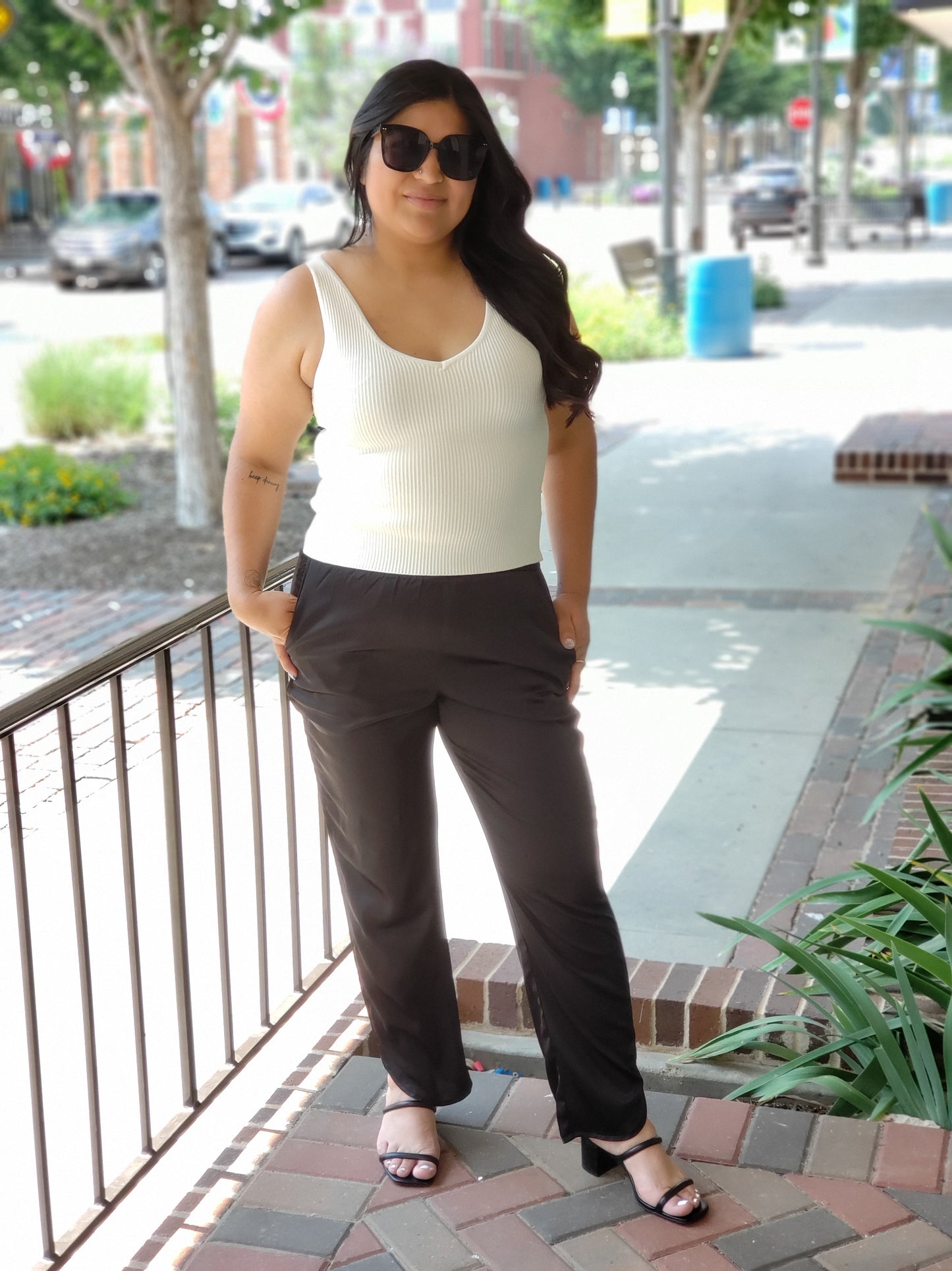 BLACK SATIN PANTS