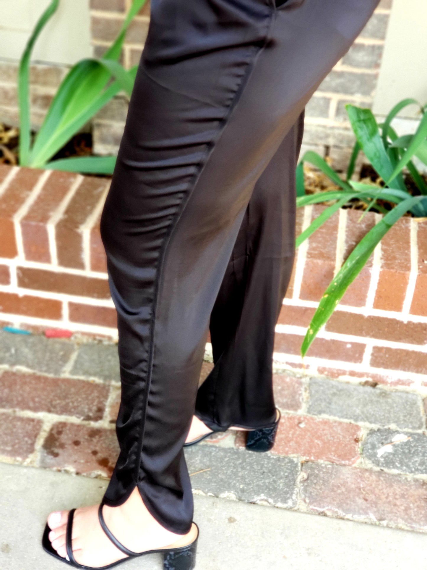 BLACK SATIN PANTS