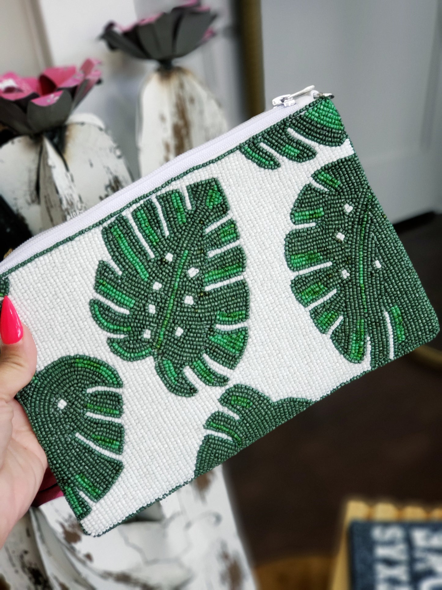 PALM BEADED BAG