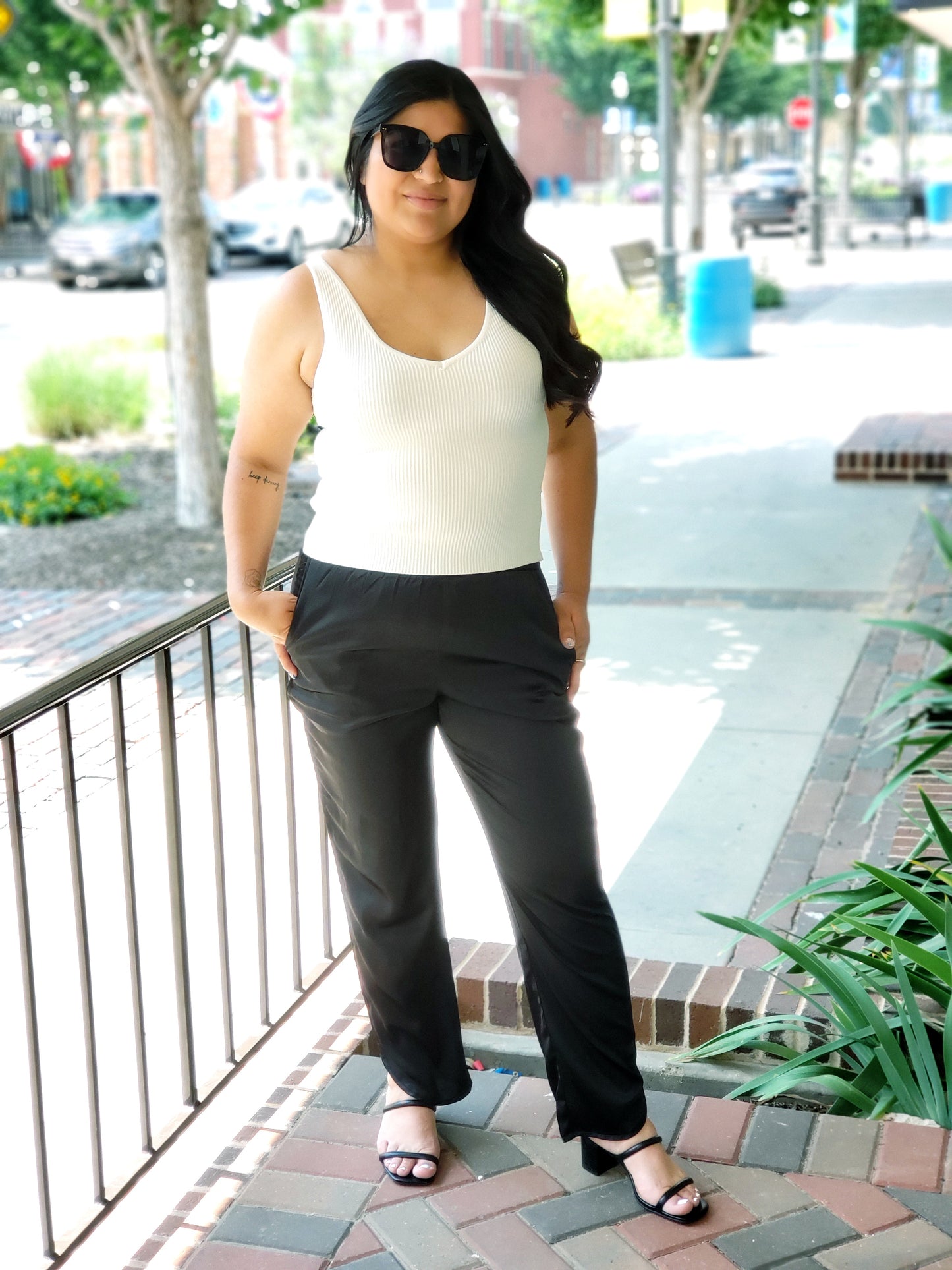 CREAM RIBBED TANK