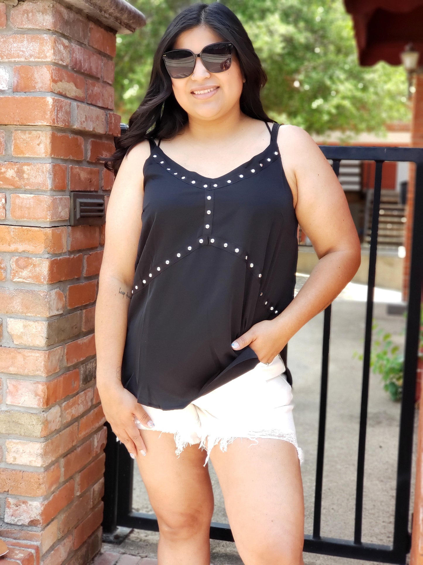 BLACK STUDDED TANK