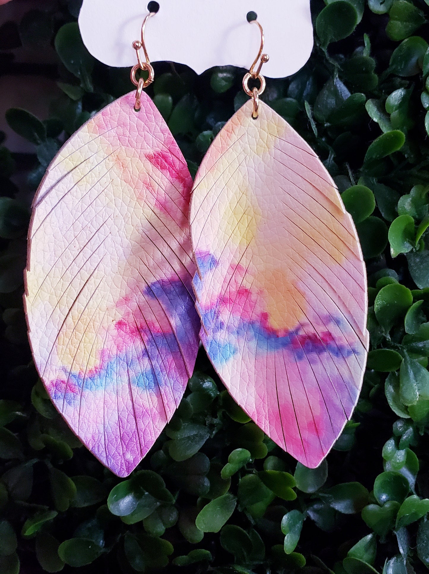 Tie Dye Feathered Earrings