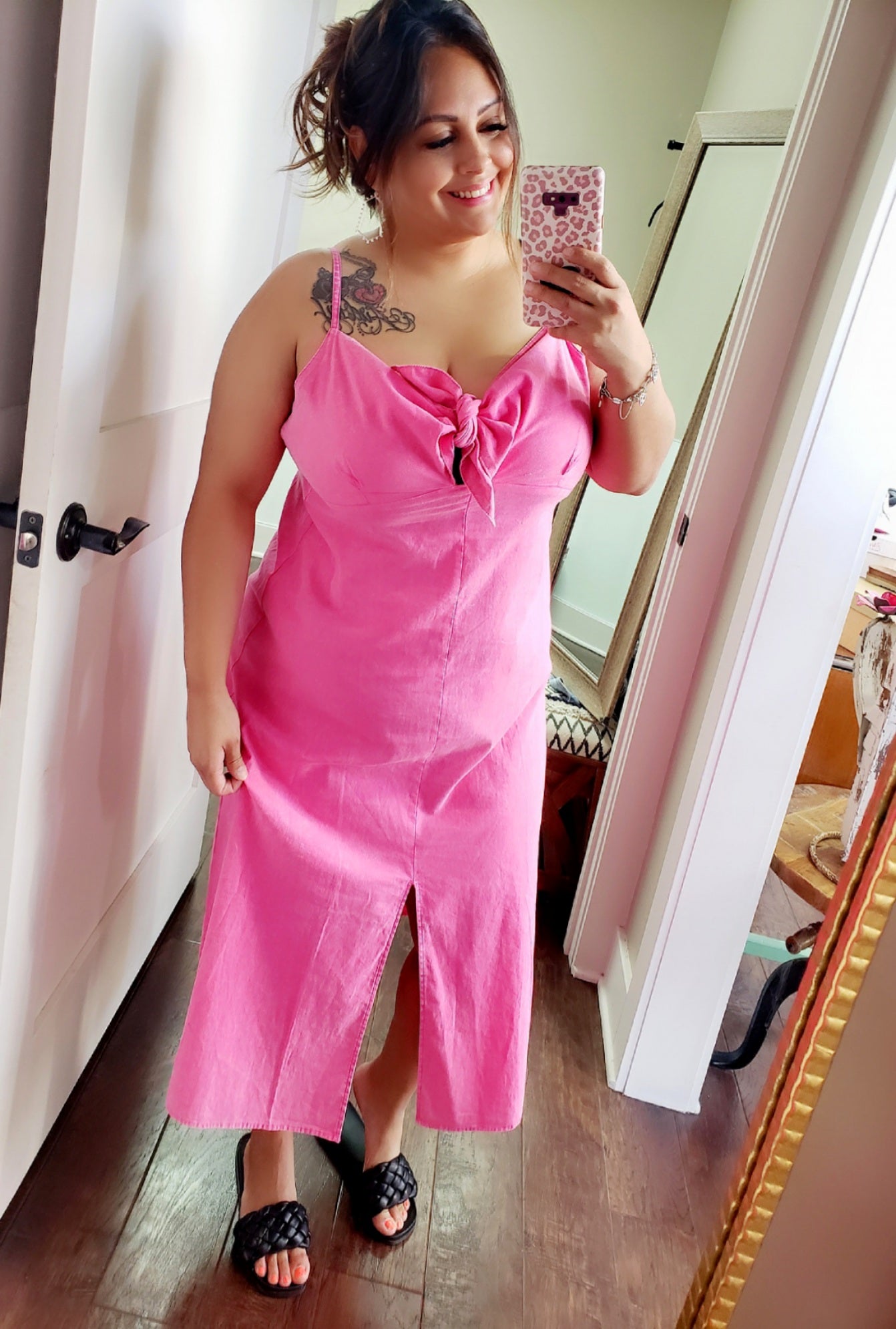 HOT PINK MIDI DRESS