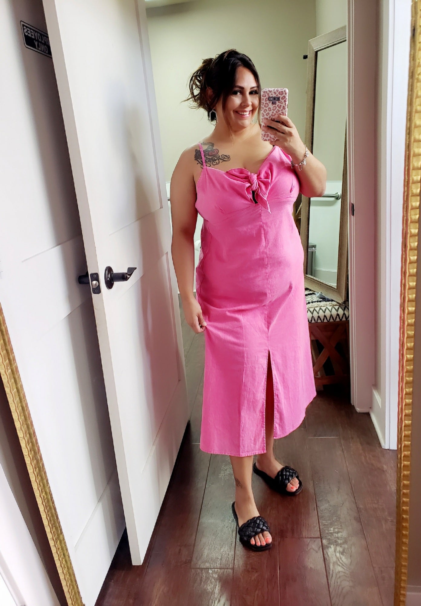 HOT PINK MIDI DRESS