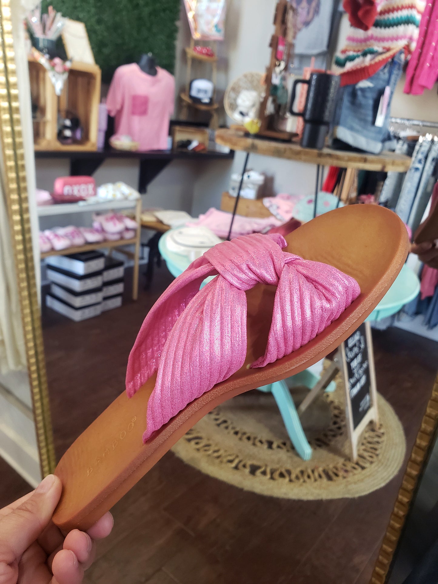 HOT PINK KNOT STRAP SANDAL