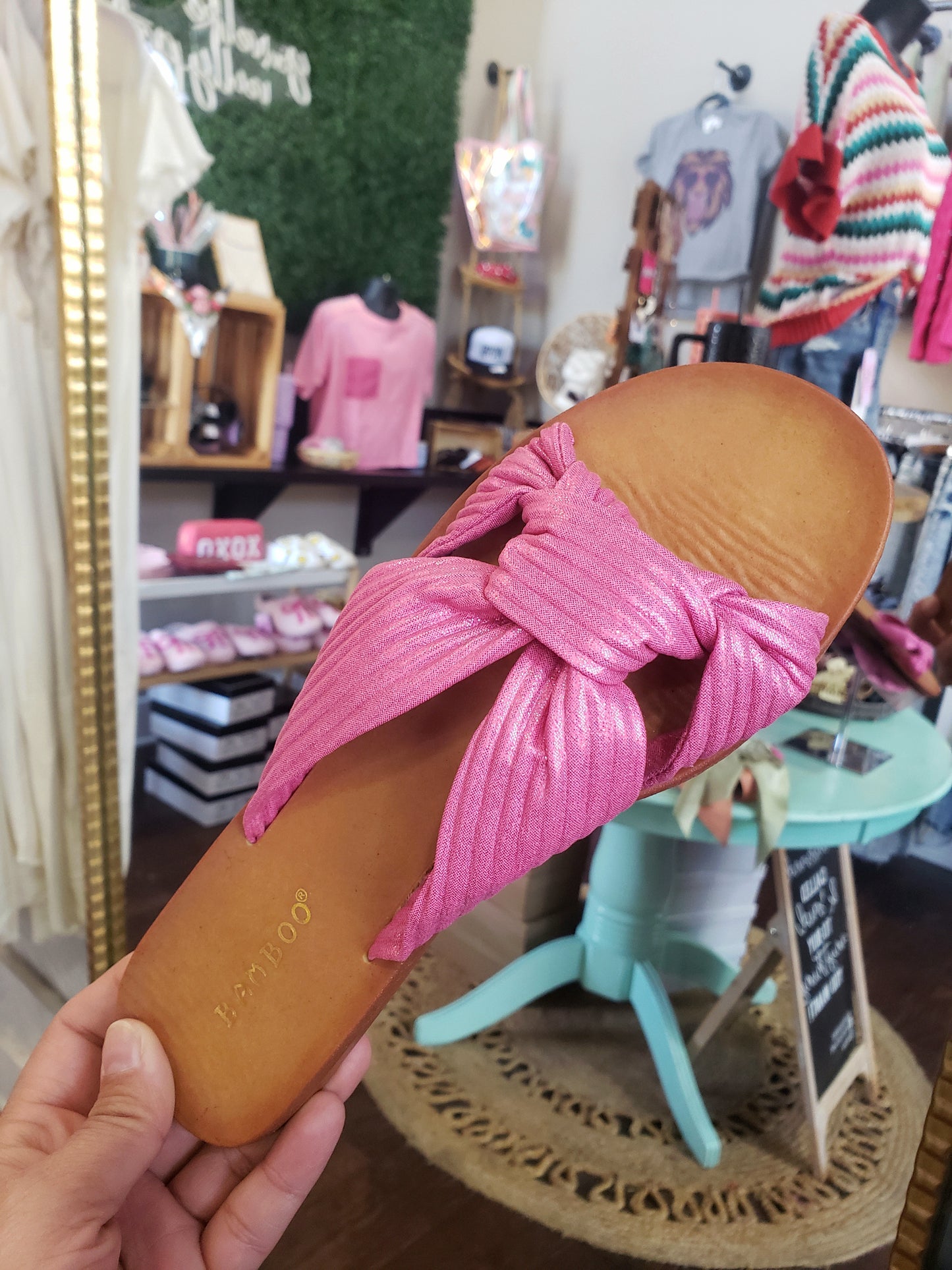 HOT PINK KNOT STRAP SANDAL