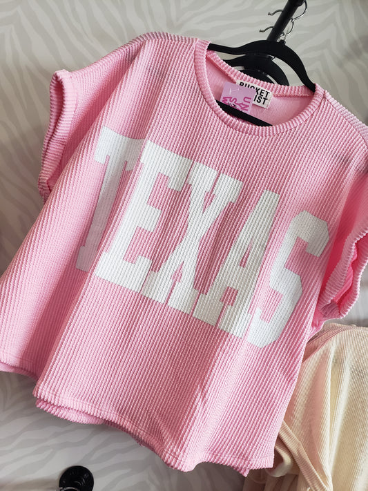 PINK TEXAS OVERSIZED CORDED TOP