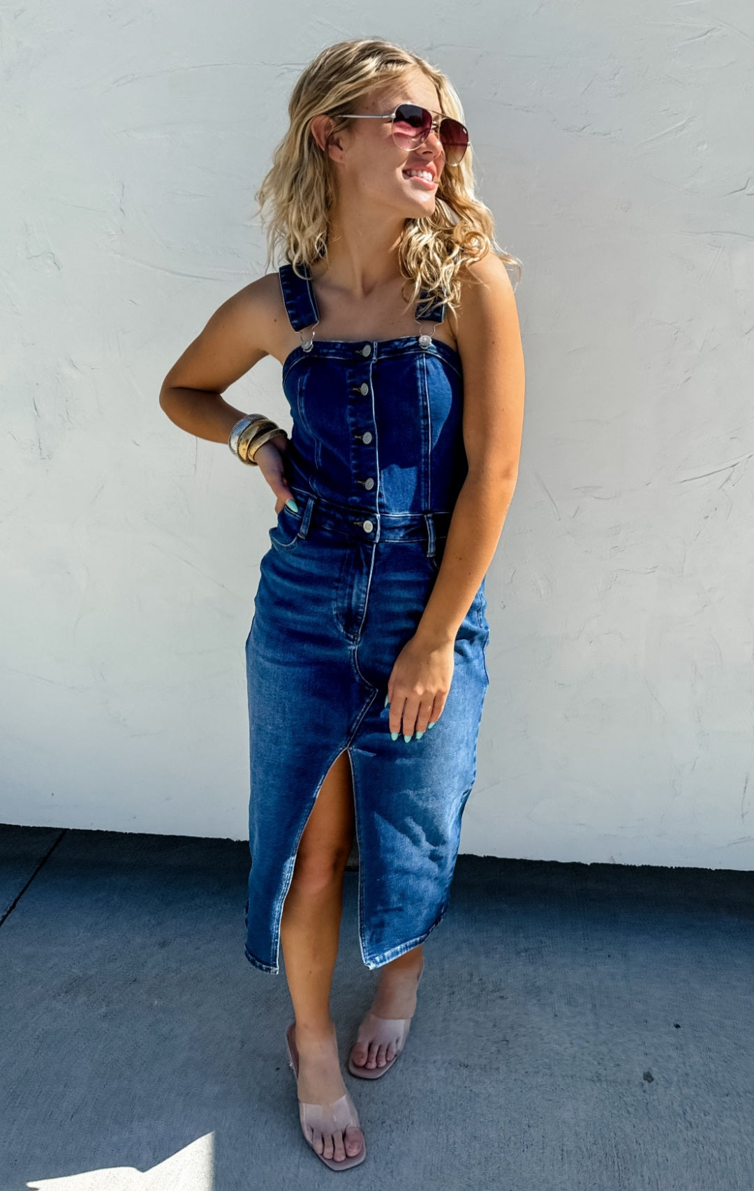 JULIE OVERALL DENIM DRESS