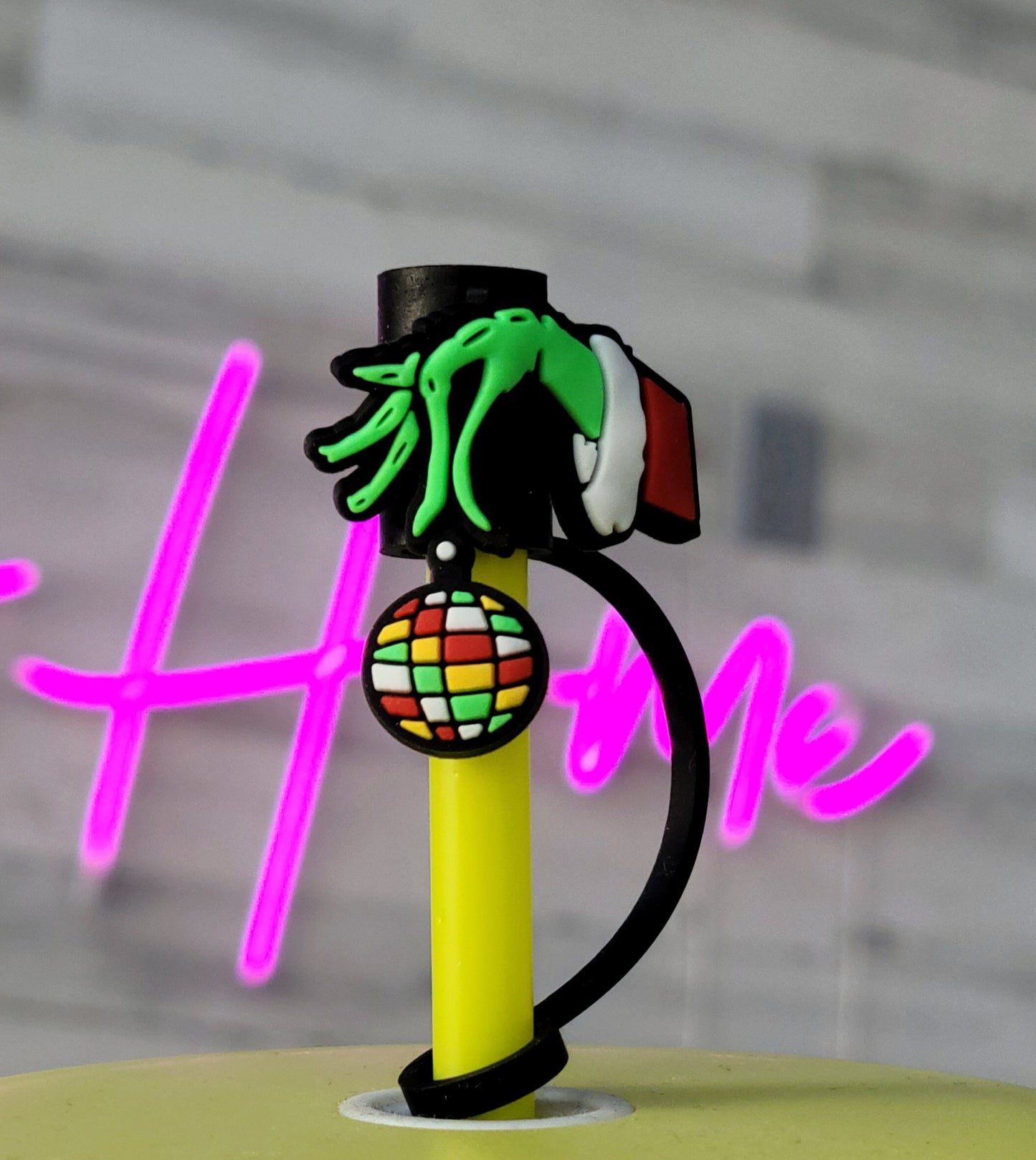 G DISCO BALL HAND STRAW TOPPER