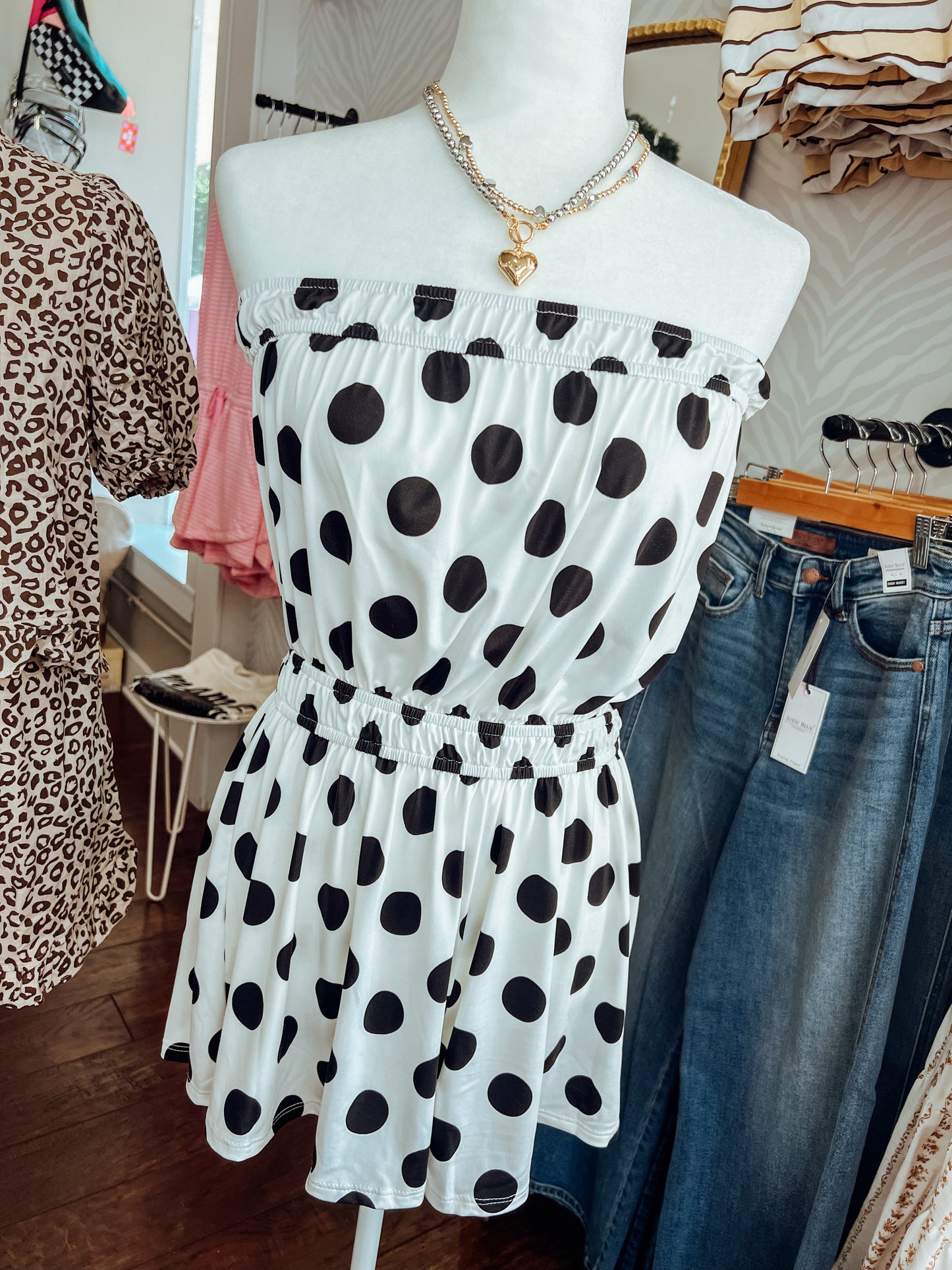 POLKA DOT STRAPLESS ROMPER