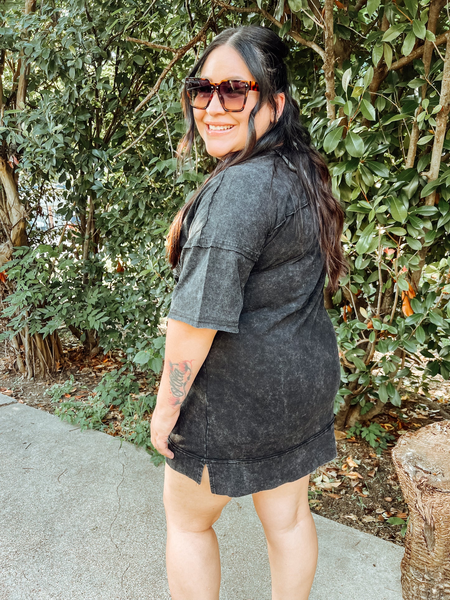 MINERAL WASH OVERSIZED MINI DRESS
