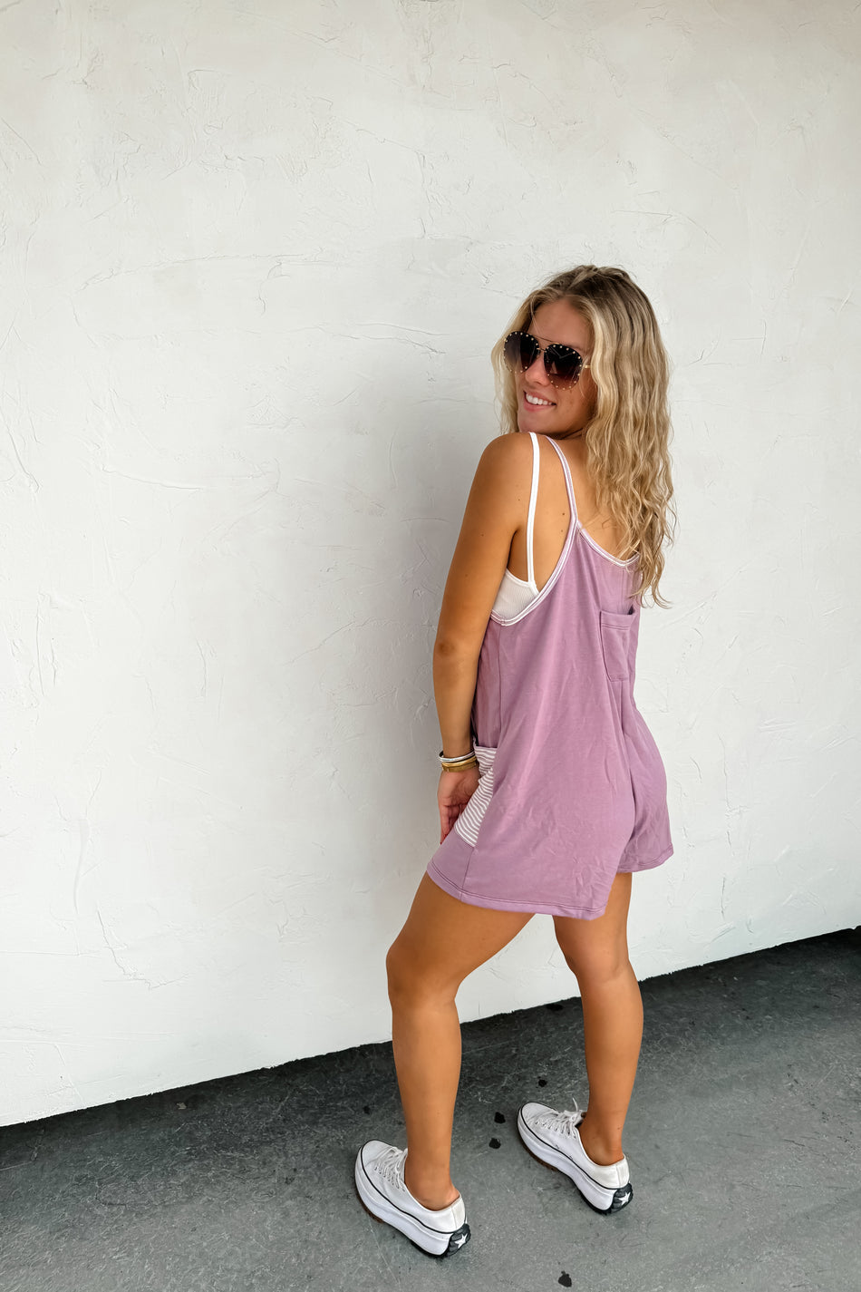 BRILEY STRIPE POCKET ROMPER