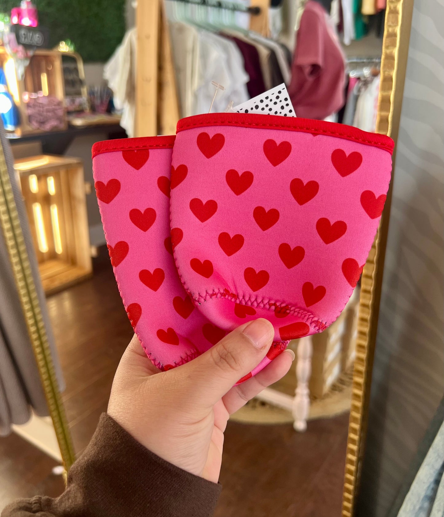 RED & PINK HEART KOOZIE