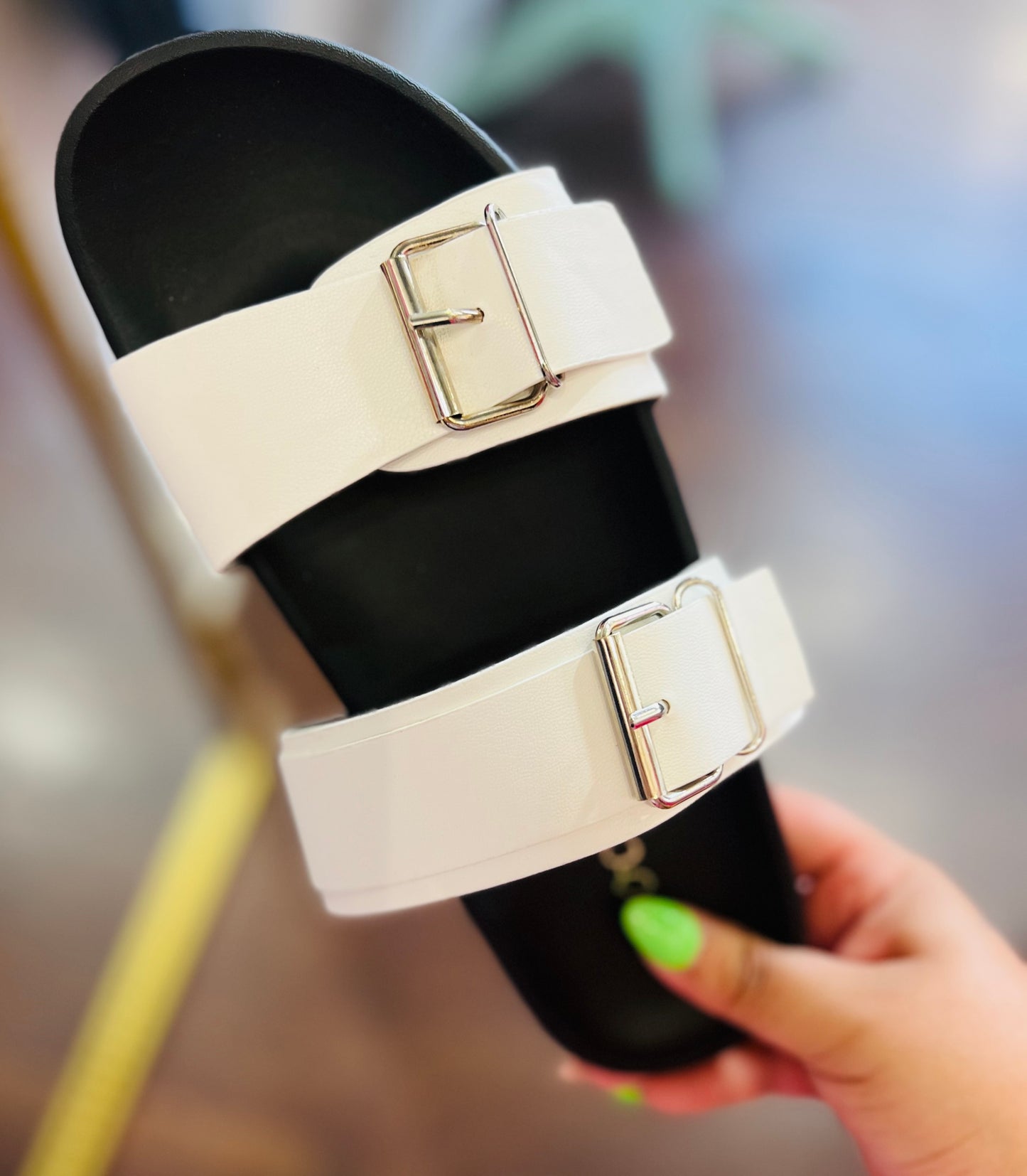 WHITE & BLACK DOUBLE STRAP SANDAL
