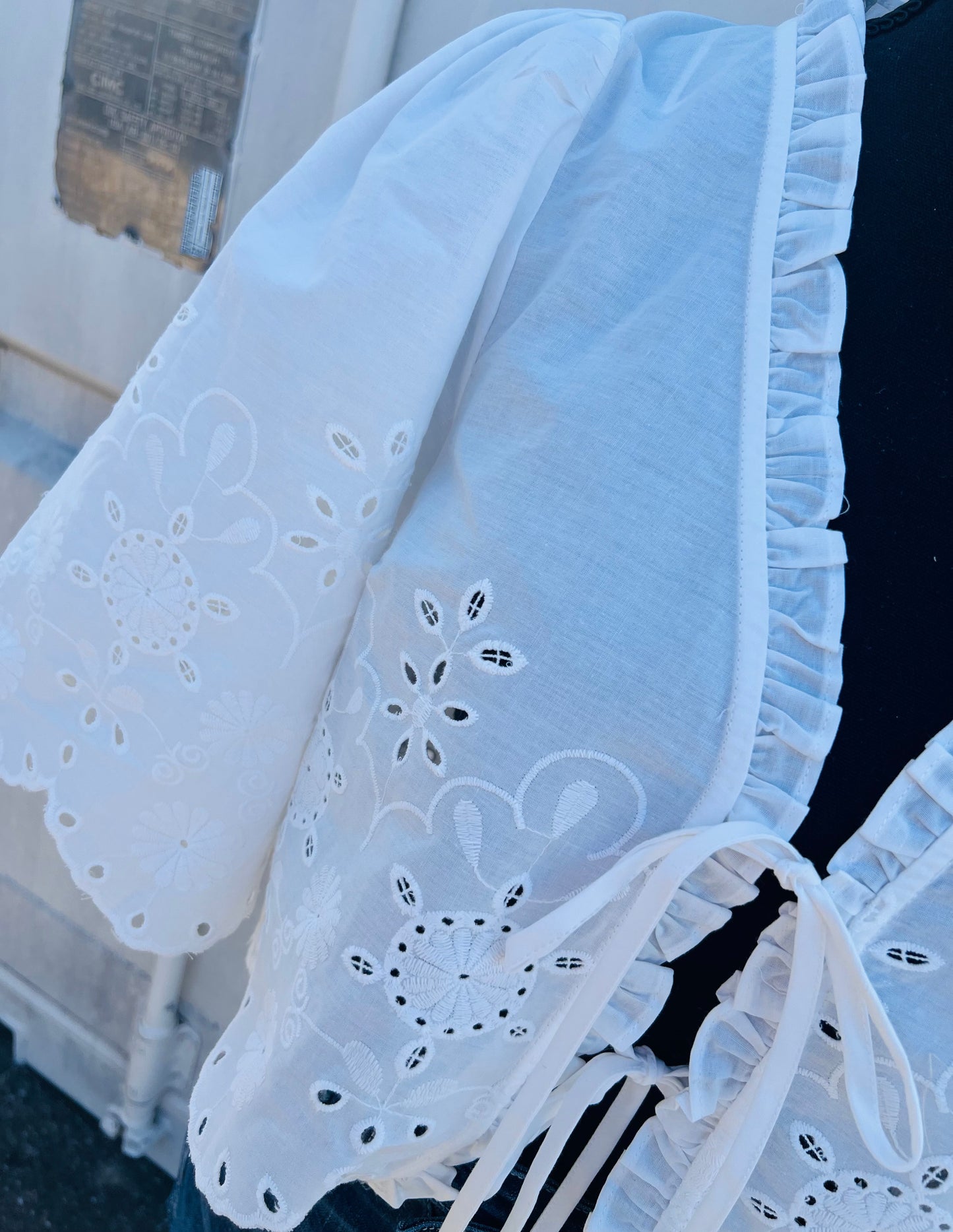 BOW TIE VNECK EYELET TOP