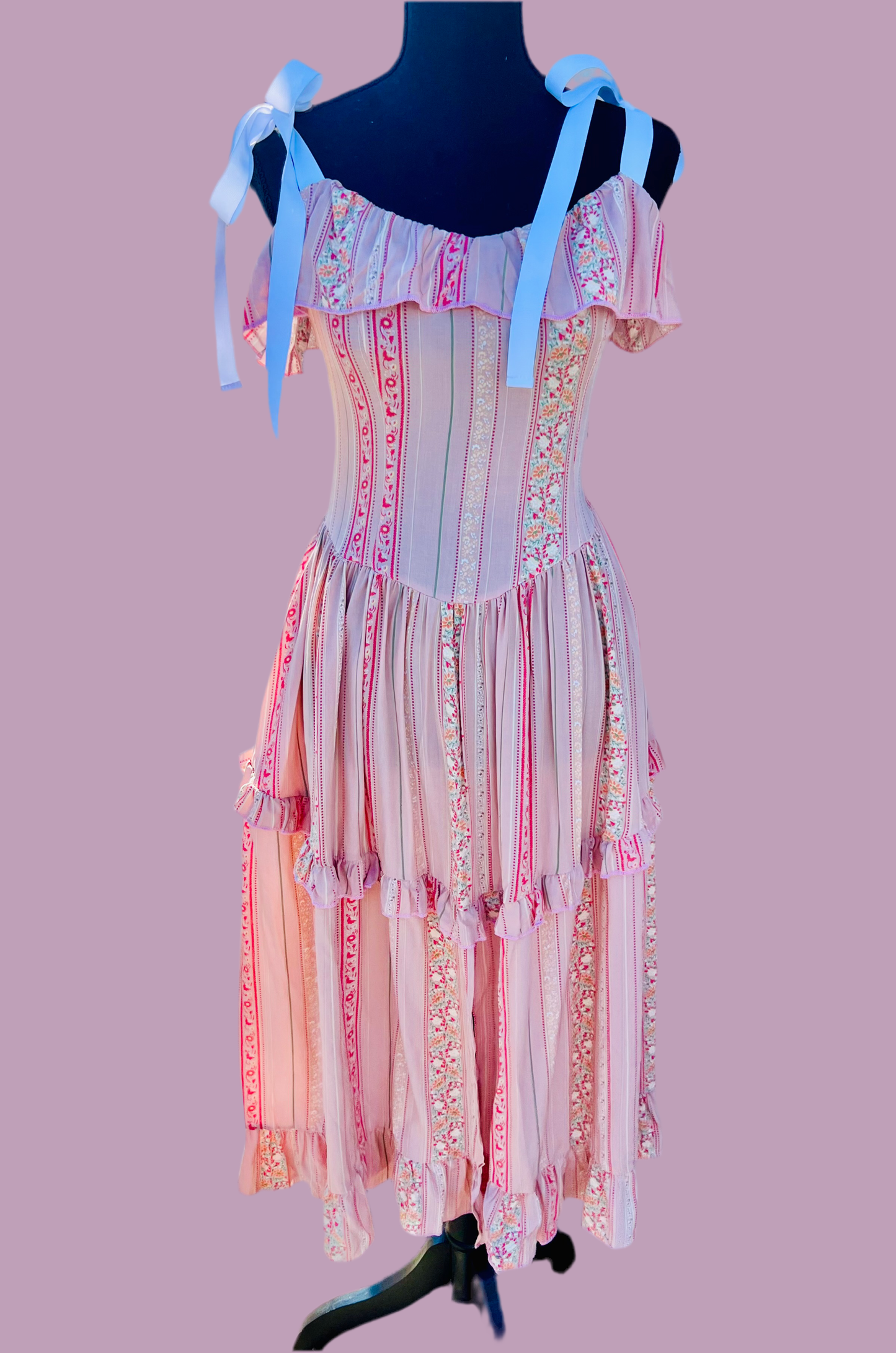 BOW SHOULDER SMOCKED DRESS