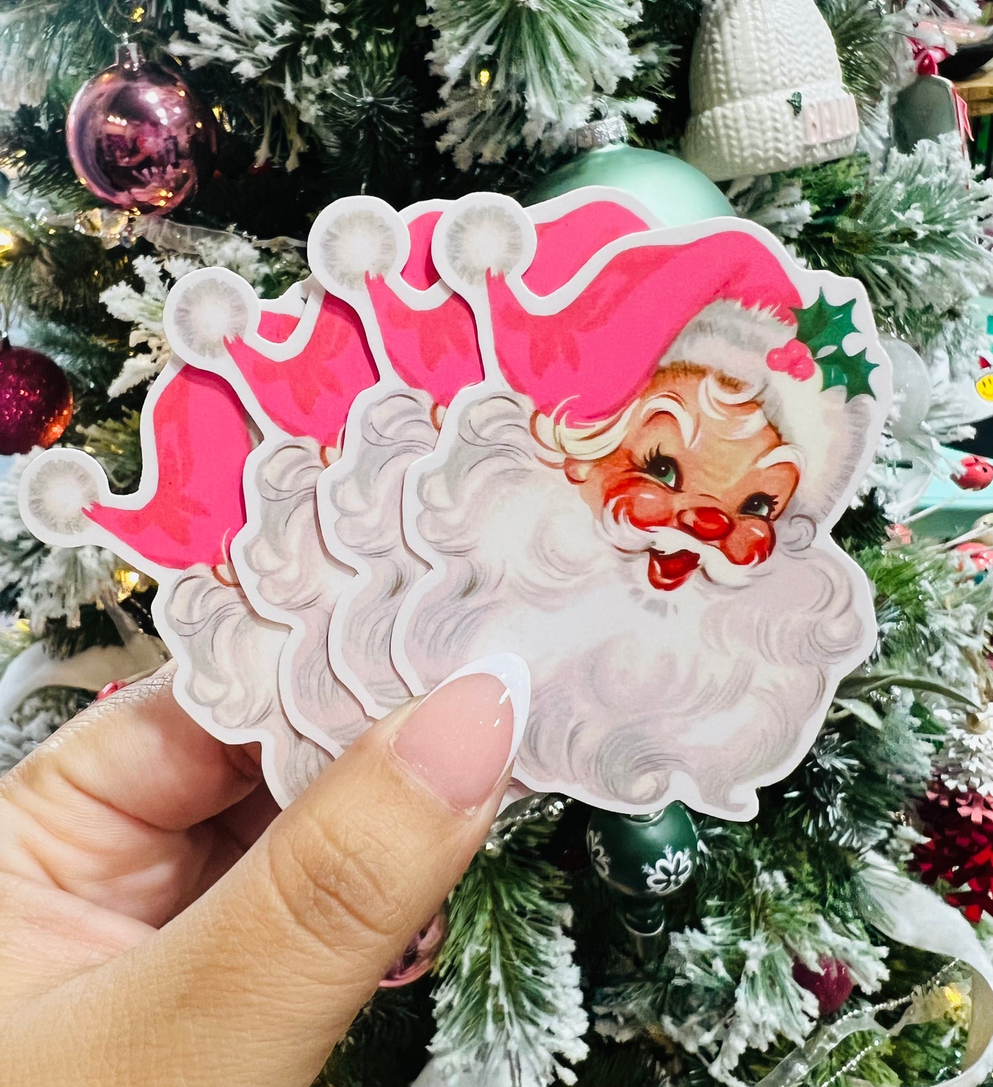 PINK SANTA STICKER
