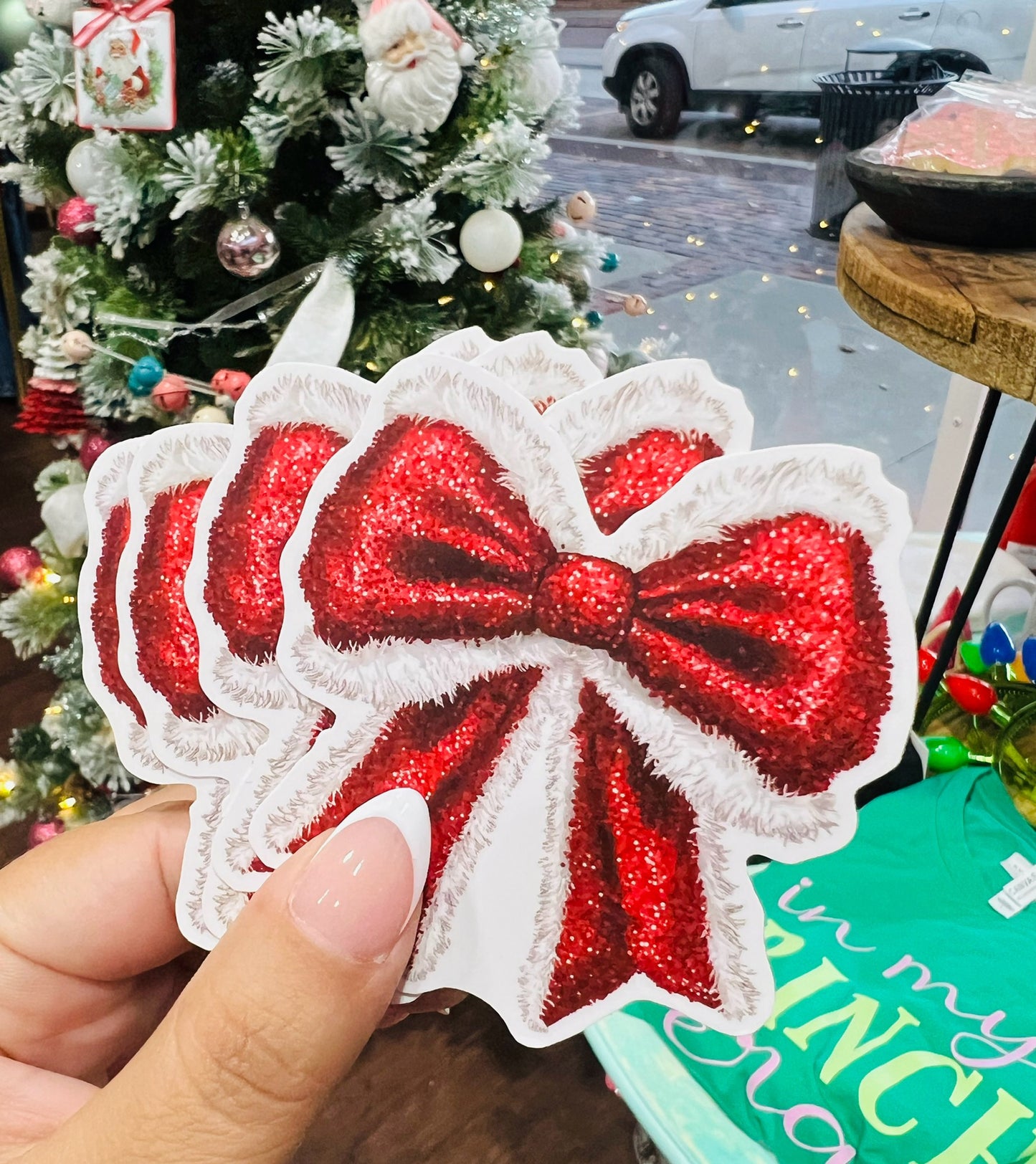 SANTA BOW STICKER