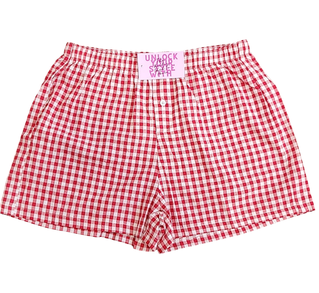 RED CHECKERED BOXER SHORTS