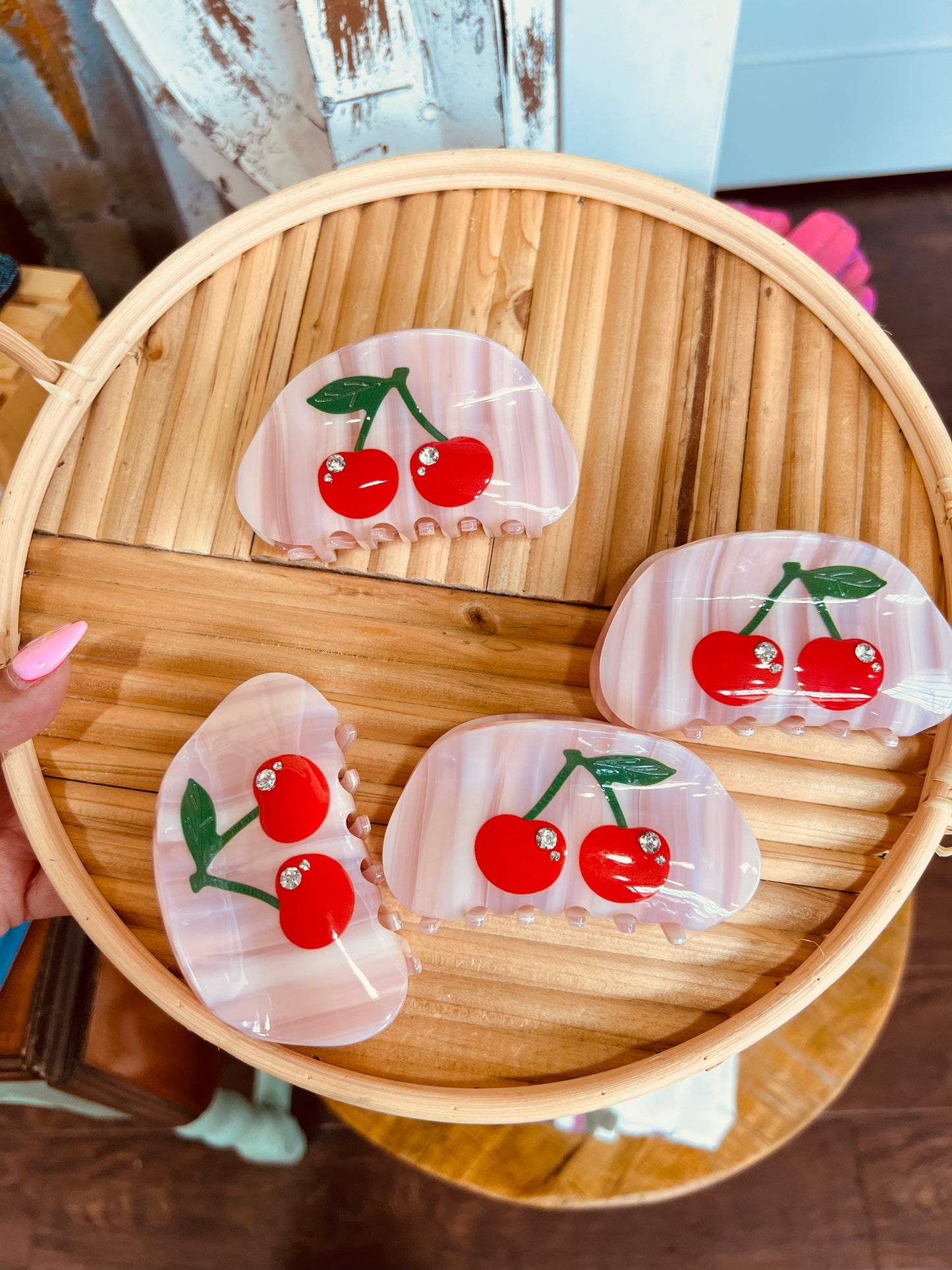 CHERRY BLING HAIR CLIP