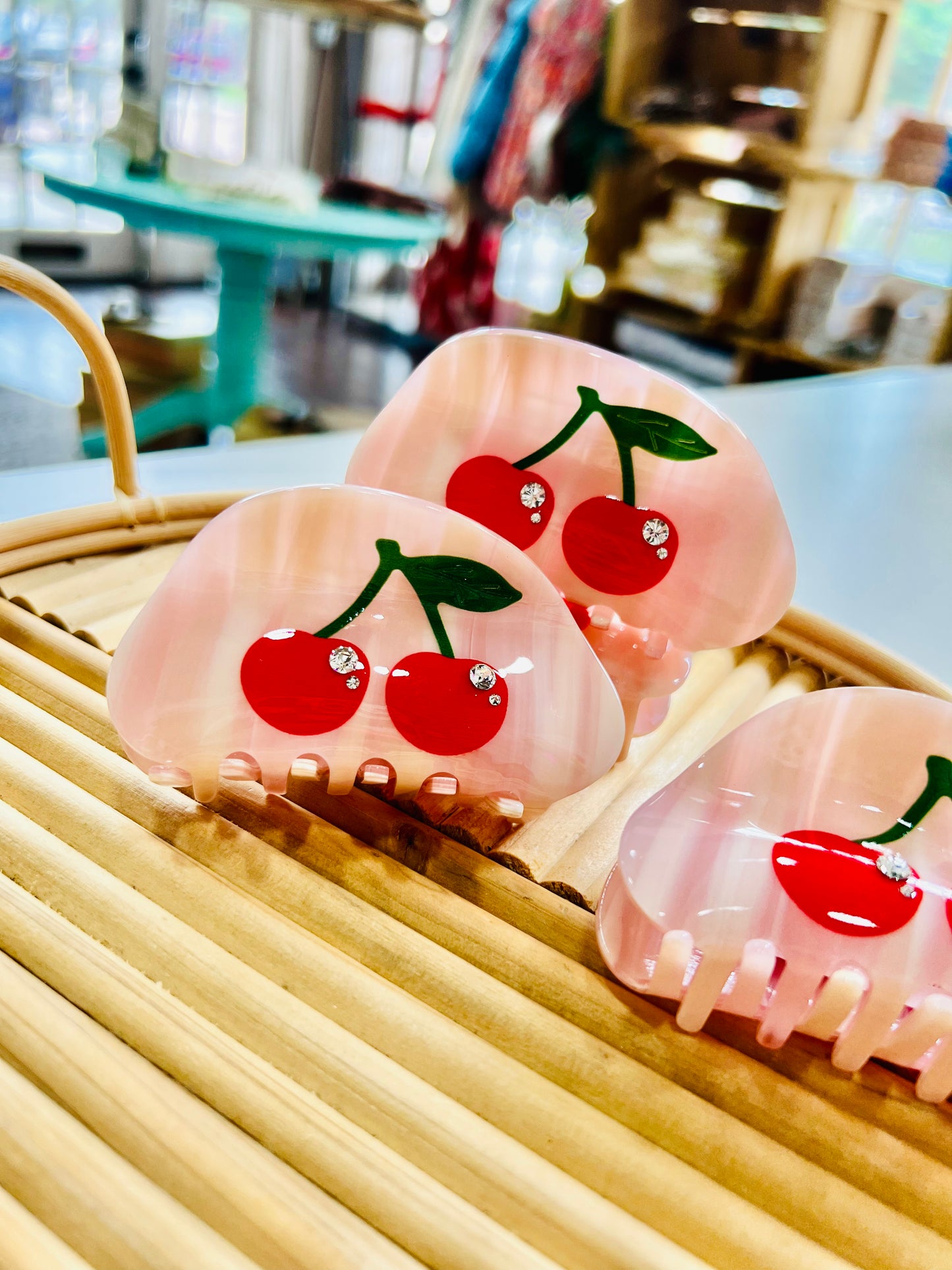 CHERRY BLING HAIR CLIP