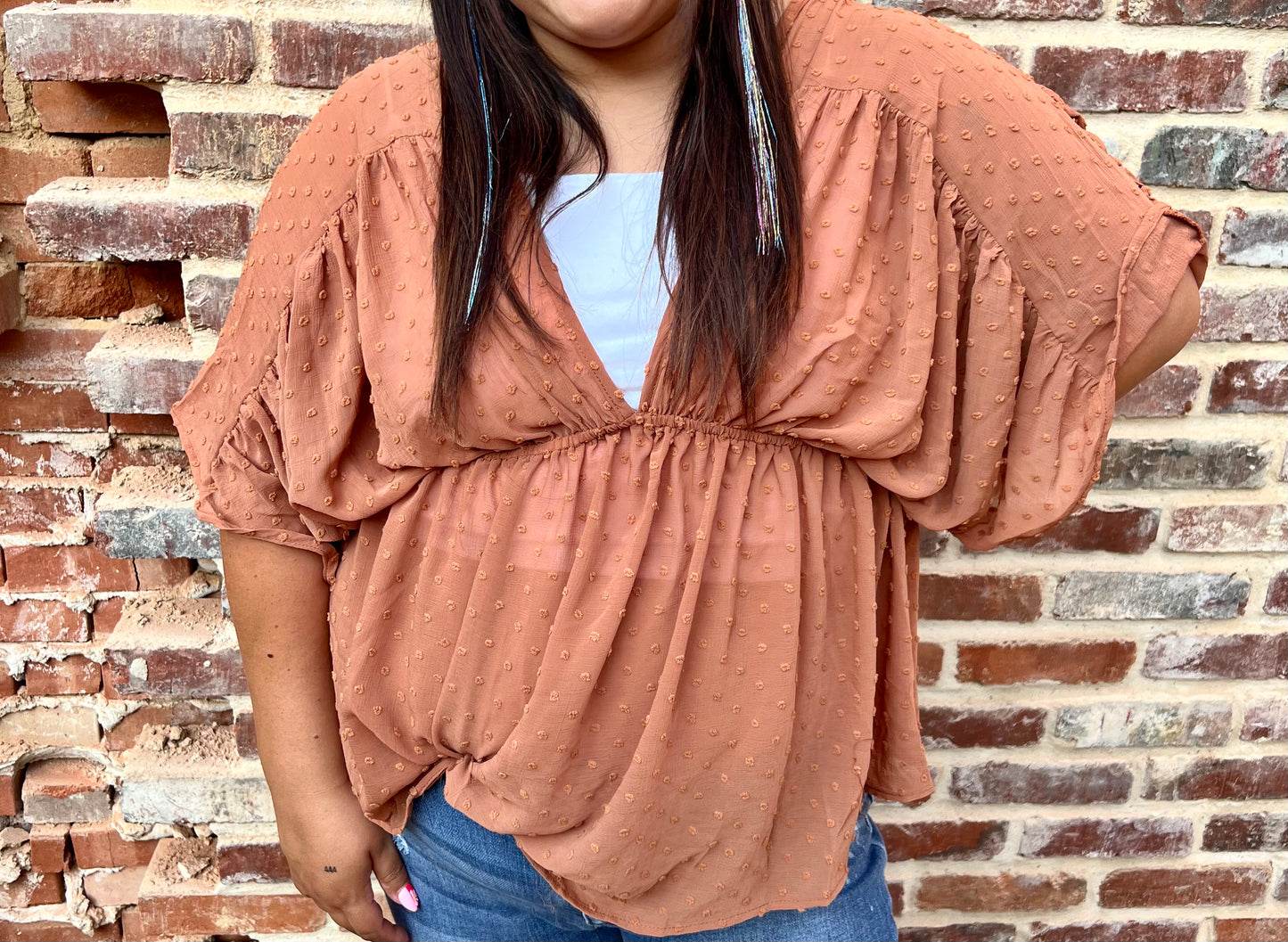 SWISS DOT BABYDOLL TOP