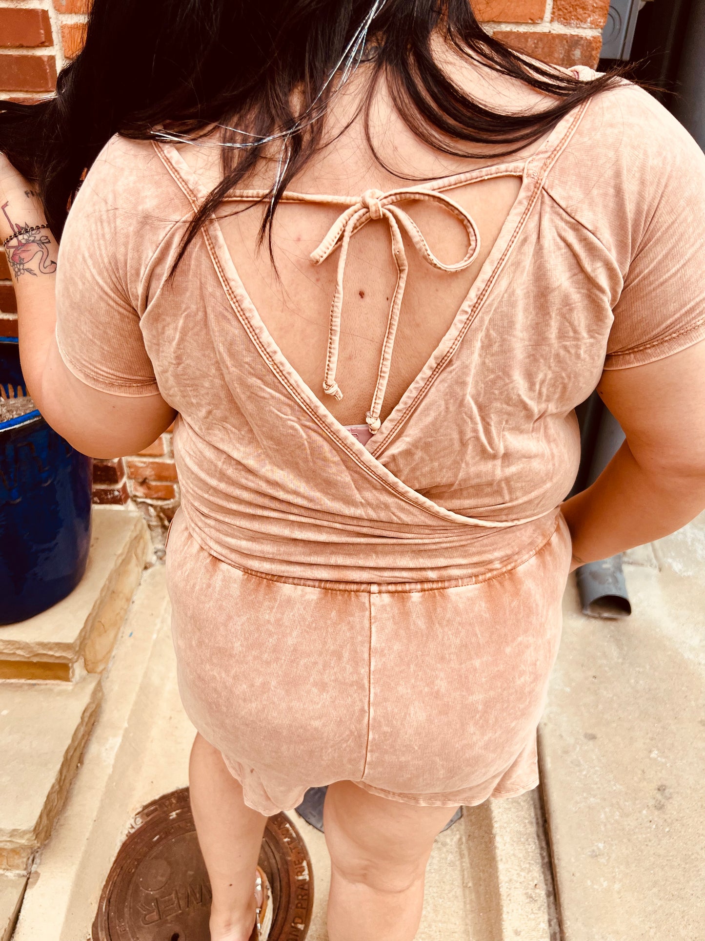 TAUPE OPEN BACK ROMPER