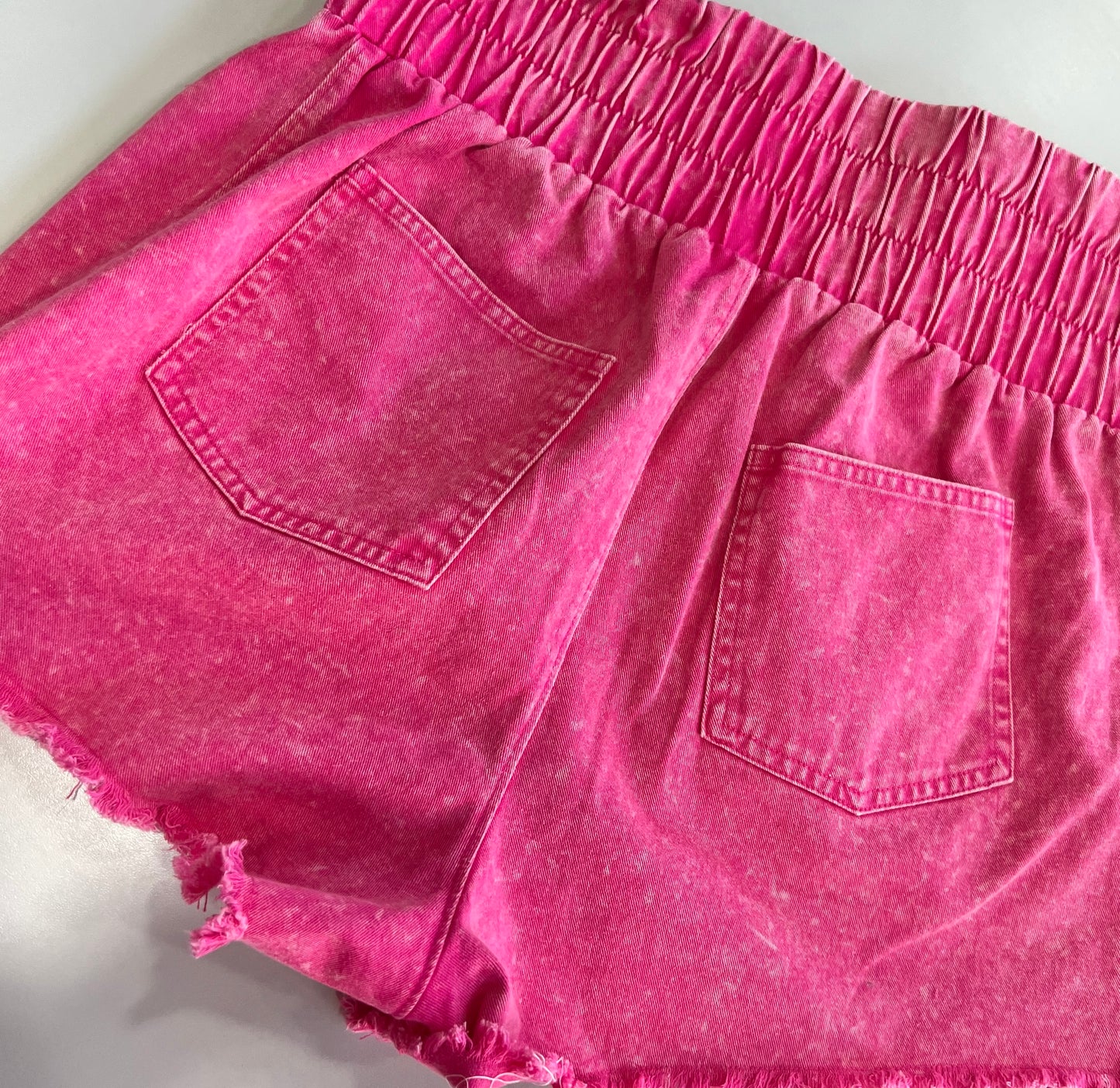 Hot Pink Washed Twill Shorts