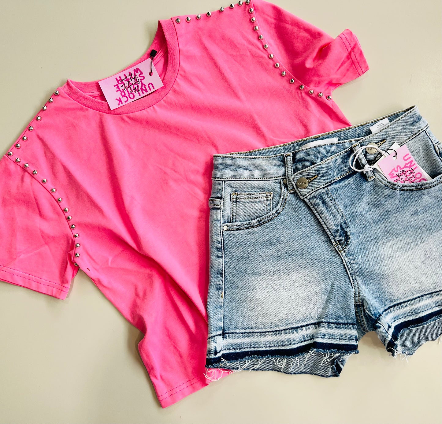 HOT PINK STUDDED TOP