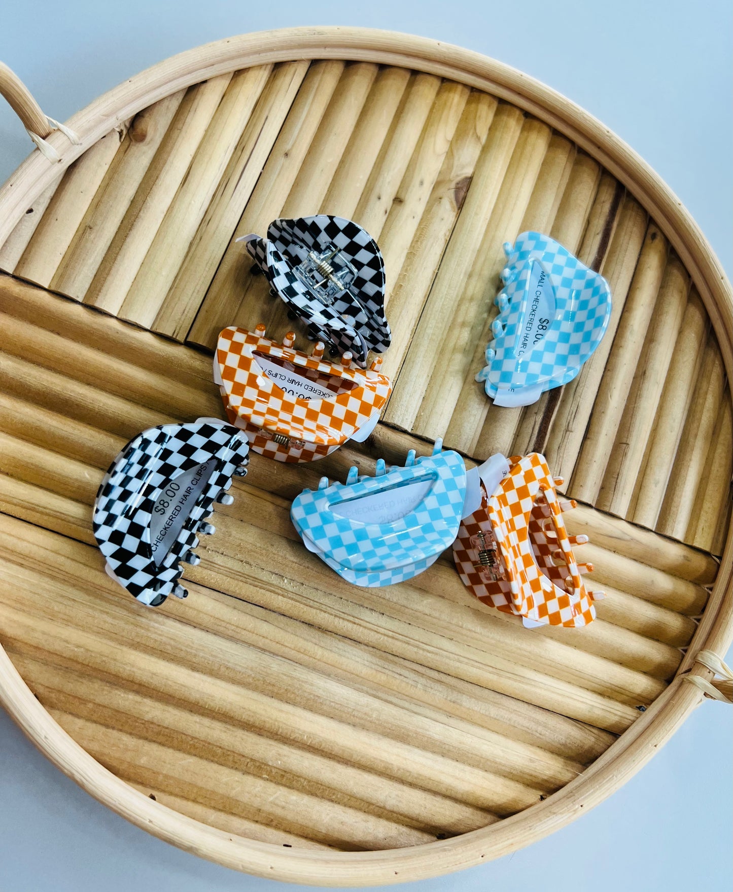 SMALL CHECKERED HAIR CLIPS