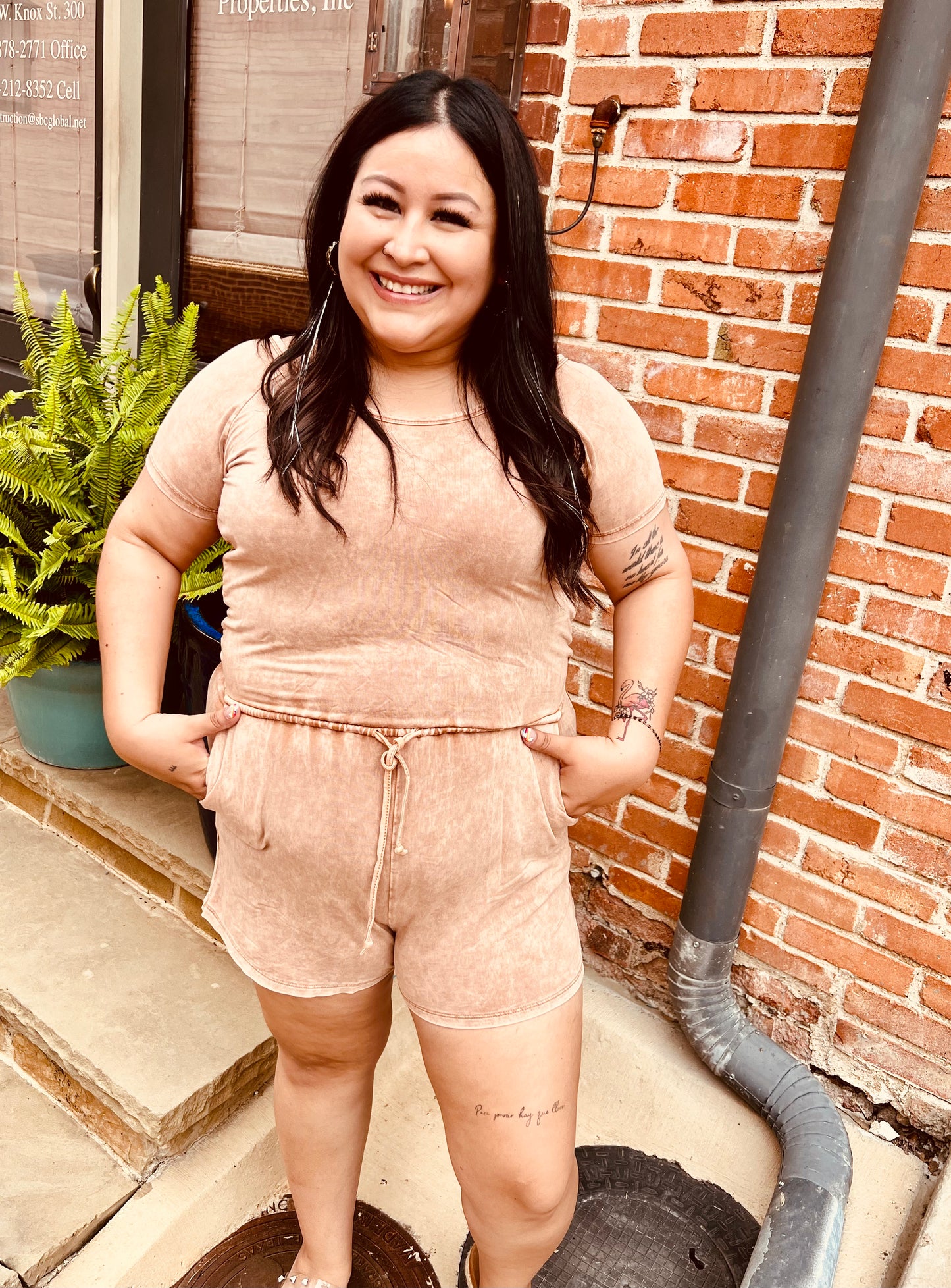 TAUPE OPEN BACK ROMPER