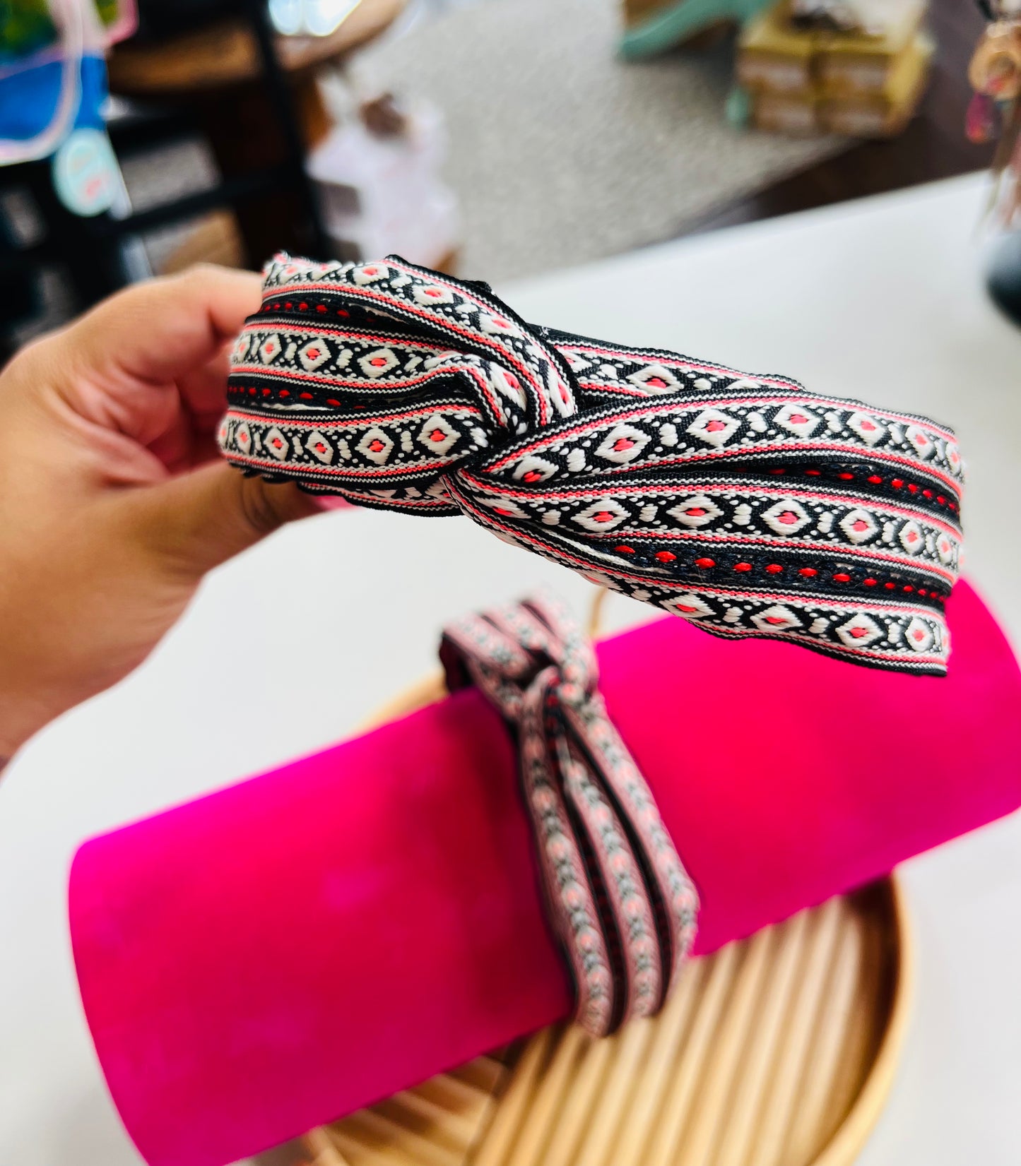 CORAL & BLACK HEADBANDS