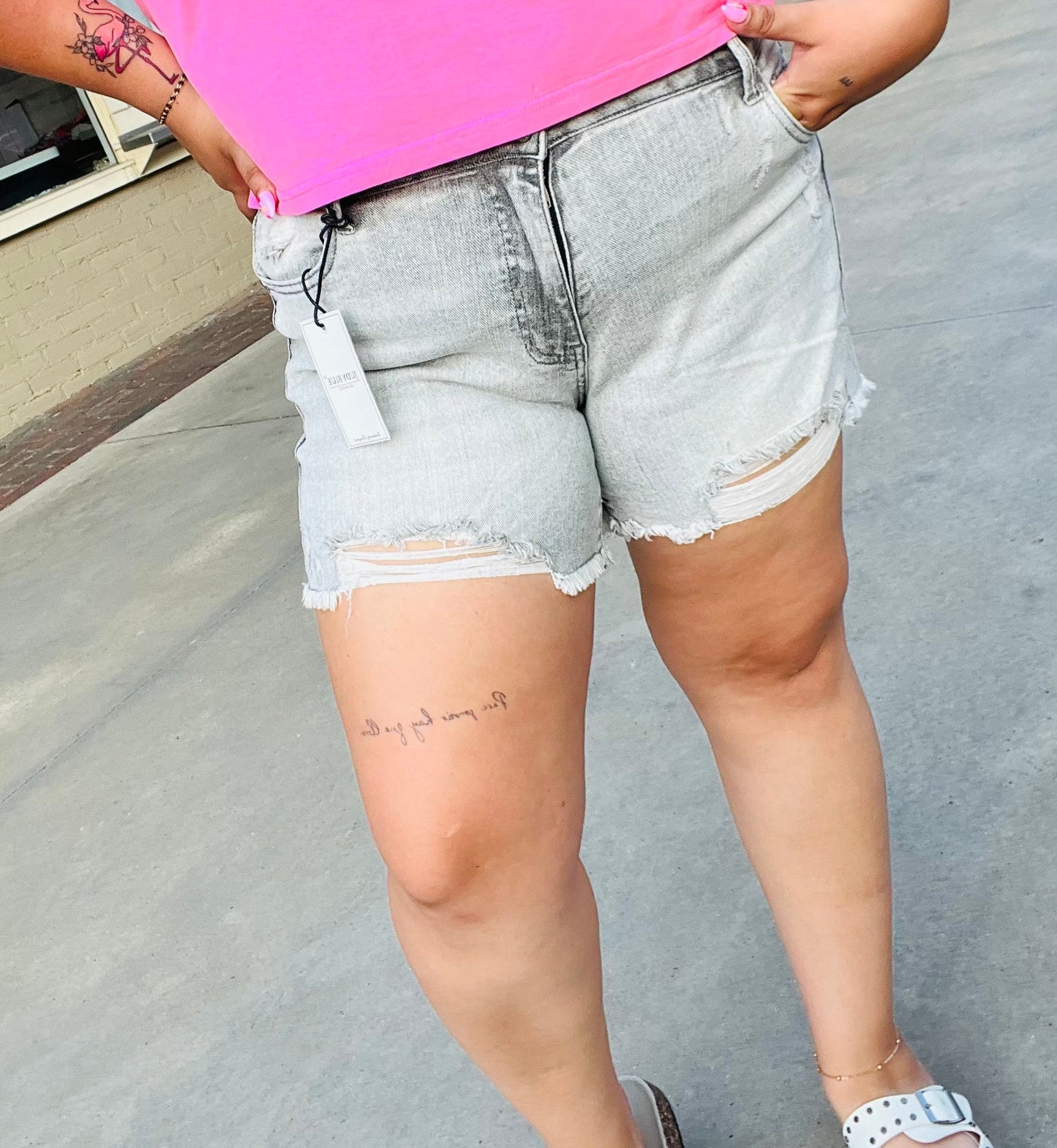 JB GREY HEM SHORTS PLUS