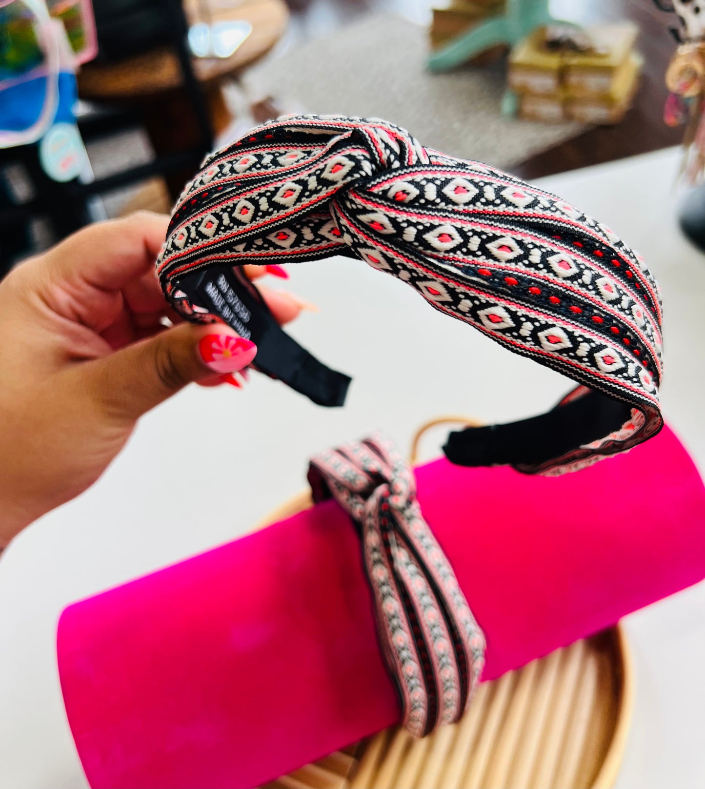 CORAL & BLACK HEADBANDS