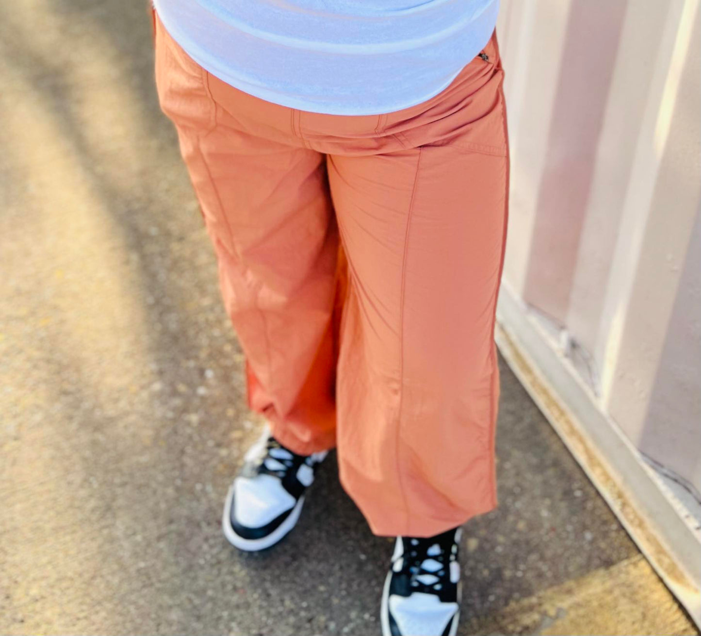 Butter Orange Windbreaker Hi Waist Smocked Joggers