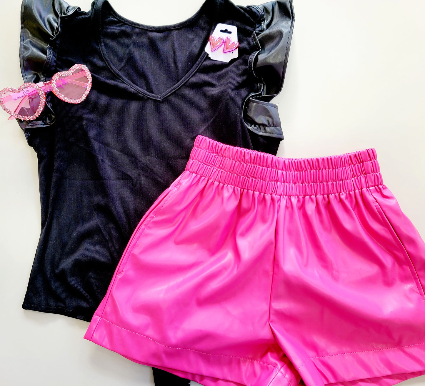 HOT PINK LEATHER SHORTS