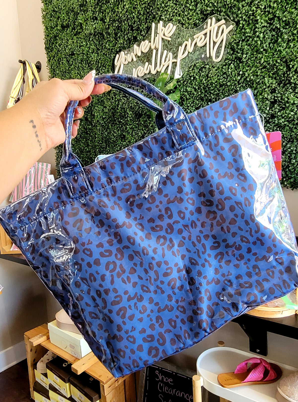 BLUE LEOPARD TOTE BAG