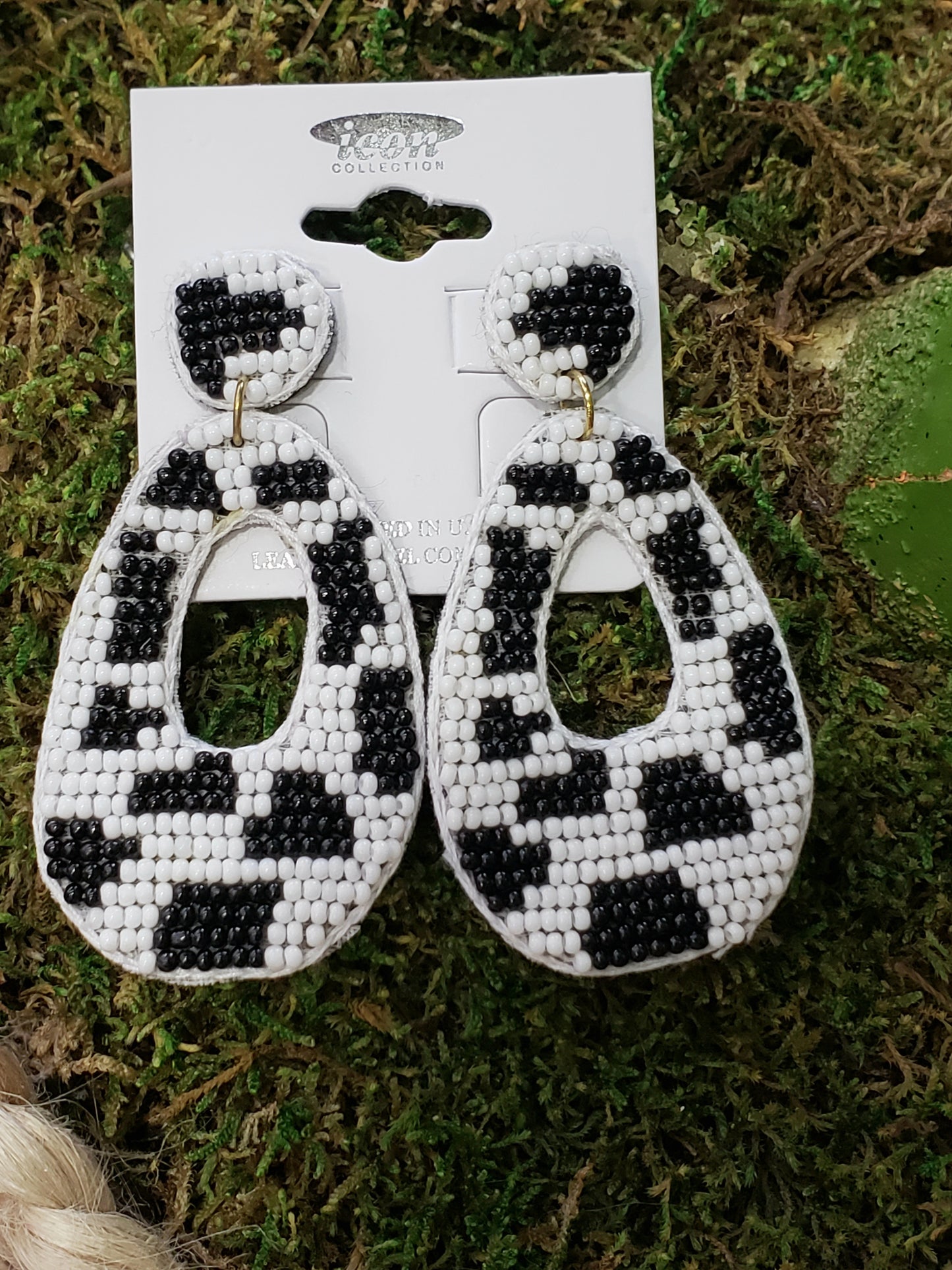Beaded Black & White Earrings