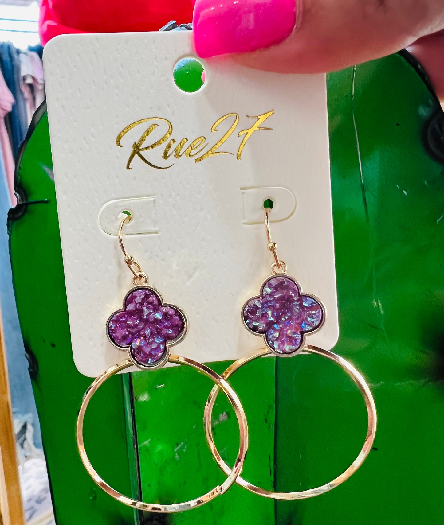 PURPLE CLOVER EARRINGS