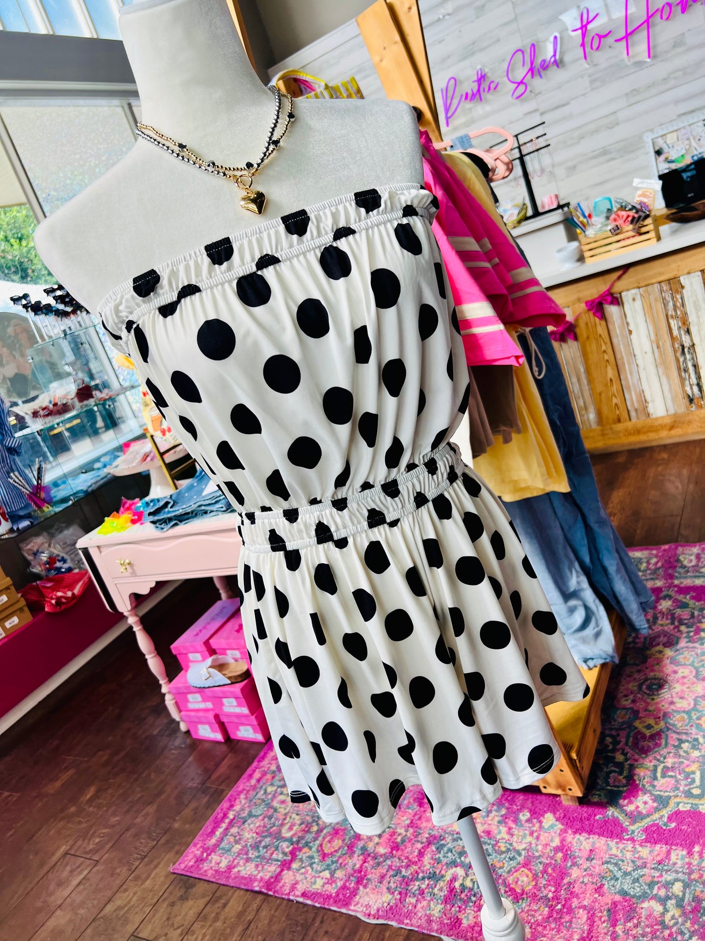 POLKA DOT STRAPLESS ROMPER