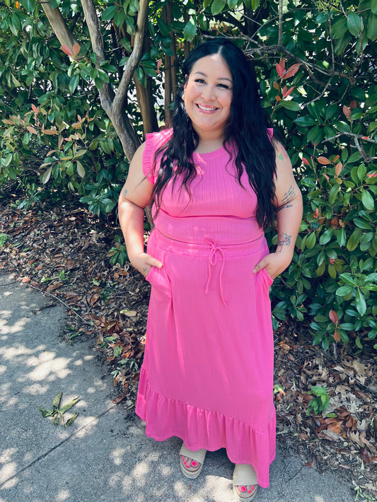 RUFFLE TOP & LACE UP SKIRT SET