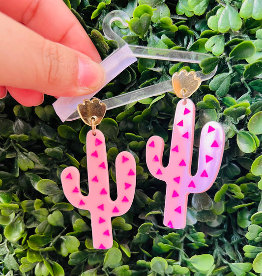 PINK CACTUS EARRINGS