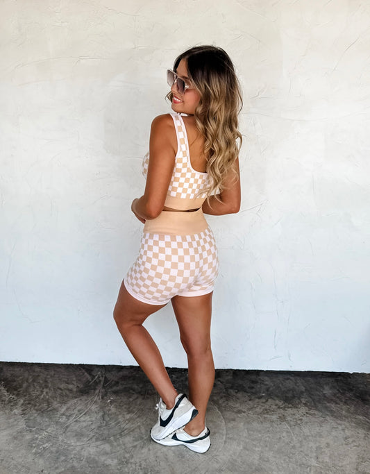 PEACHY BRA & BIKER SHORT SET