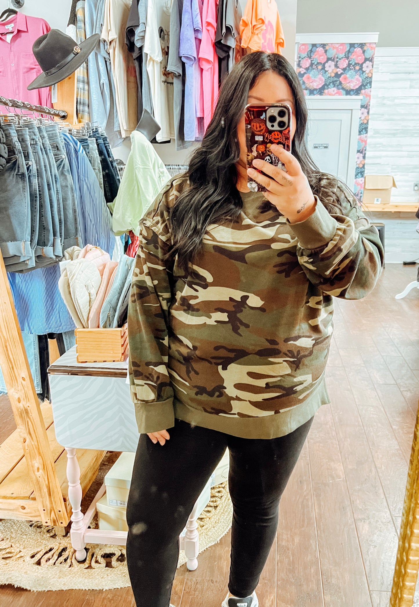 CAMO KNIT TOP