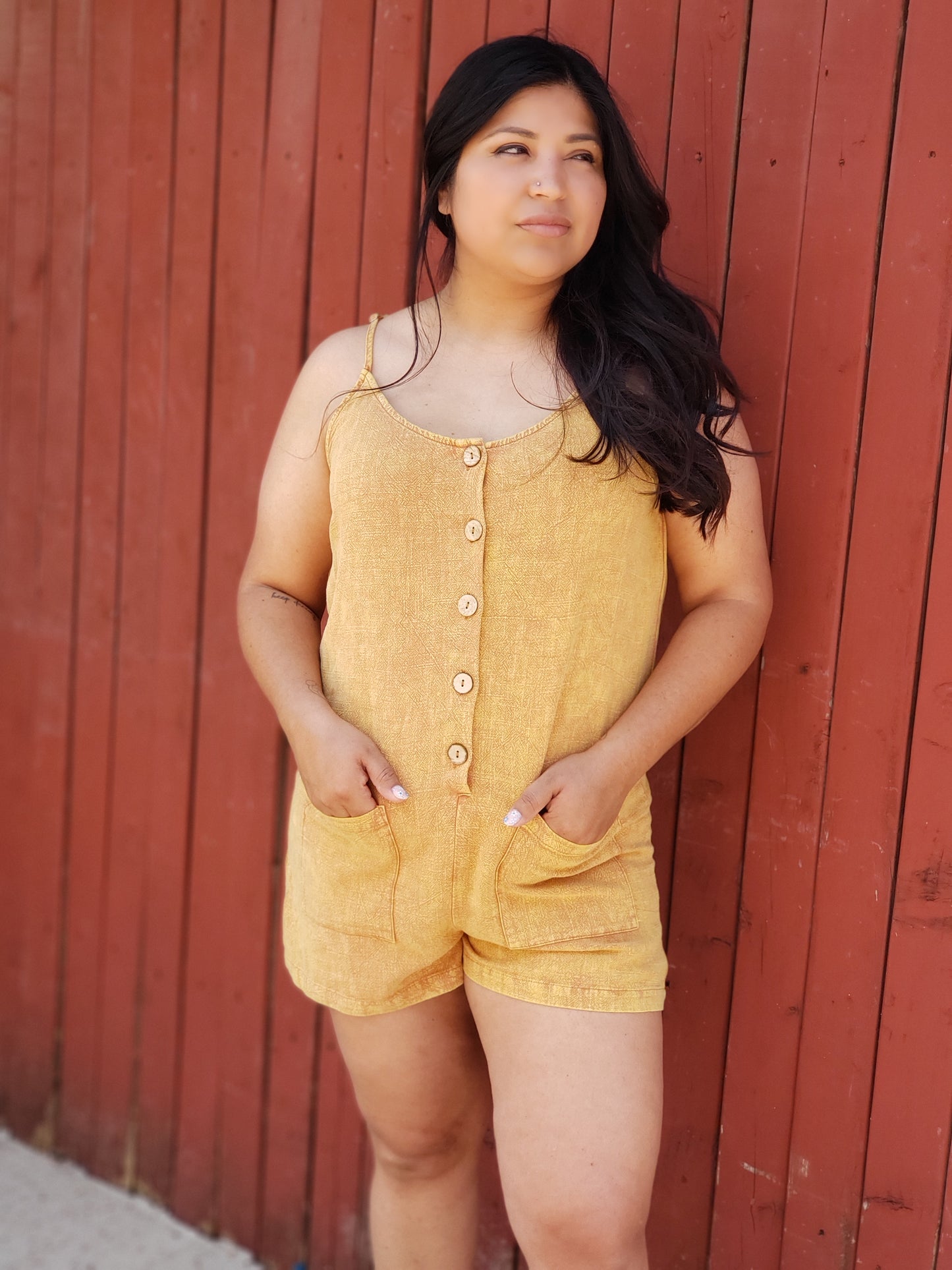 WASHED BUTTON DOWN ROMPER