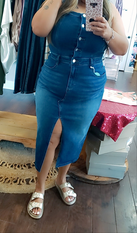 JULIE OVERALL DENIM DRESS