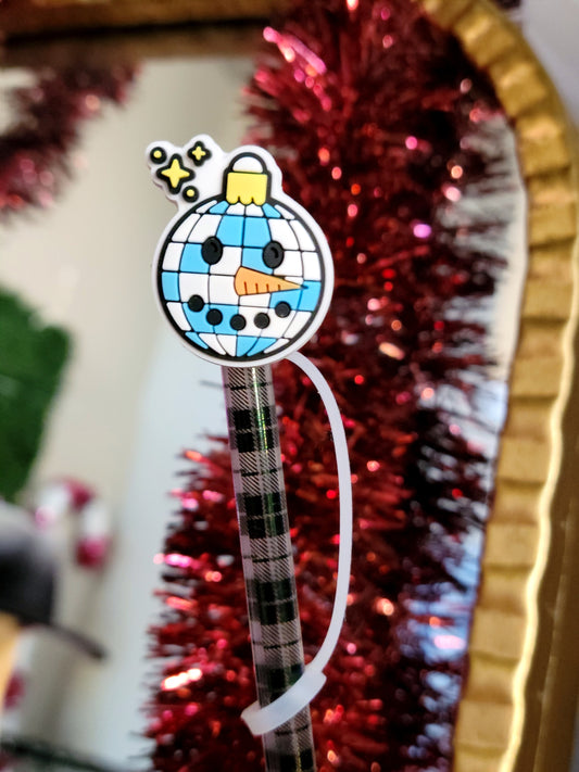 SNOWMAN ORNAMENT STRAW TOPPER