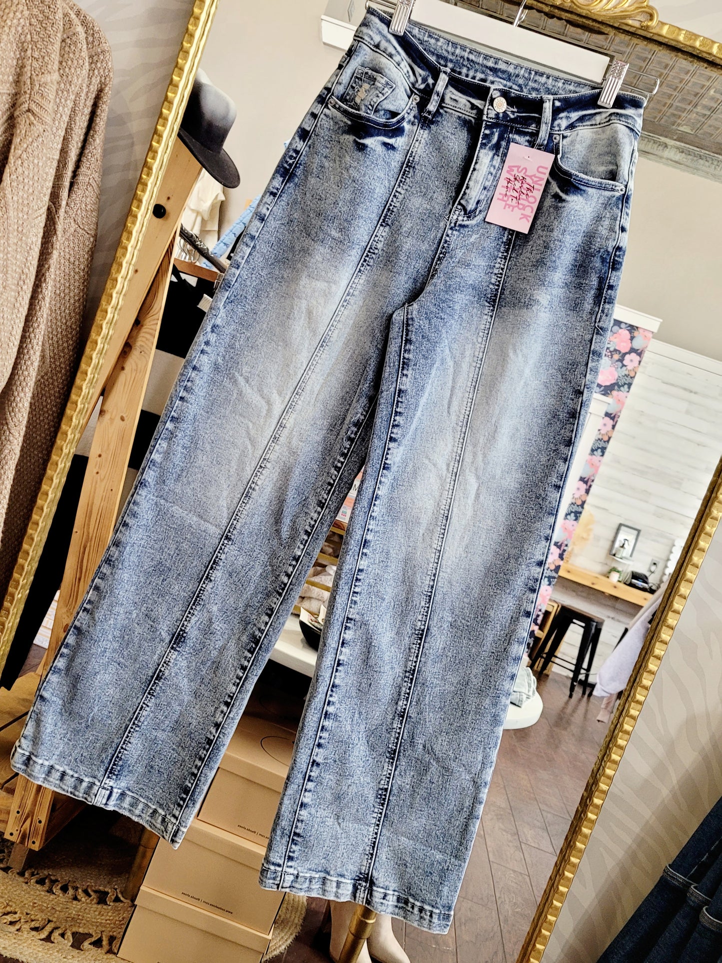 WIDE LEG CENTRAL SEAM HW JEANS