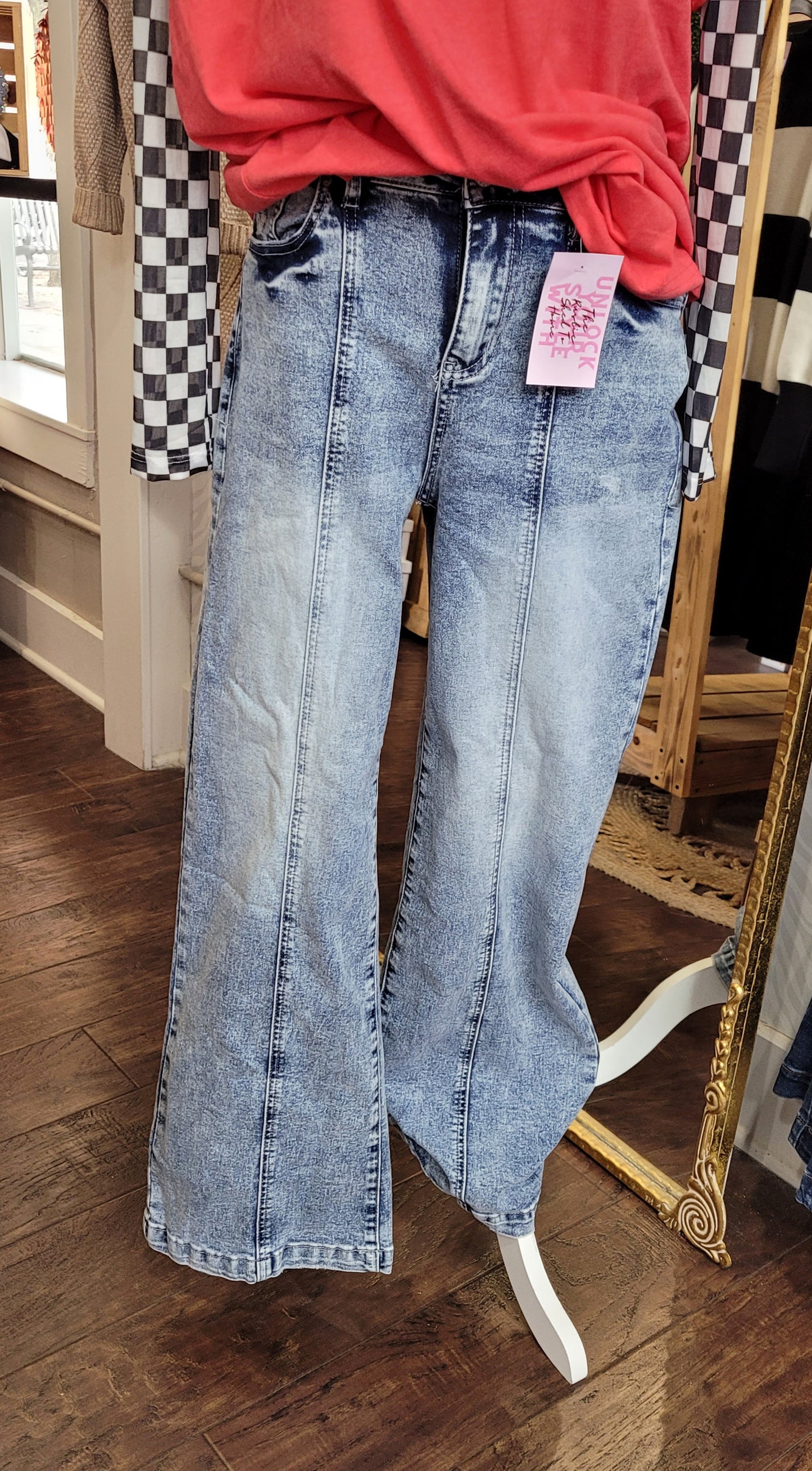 WIDE LEG CENTRAL SEAM HW JEANS